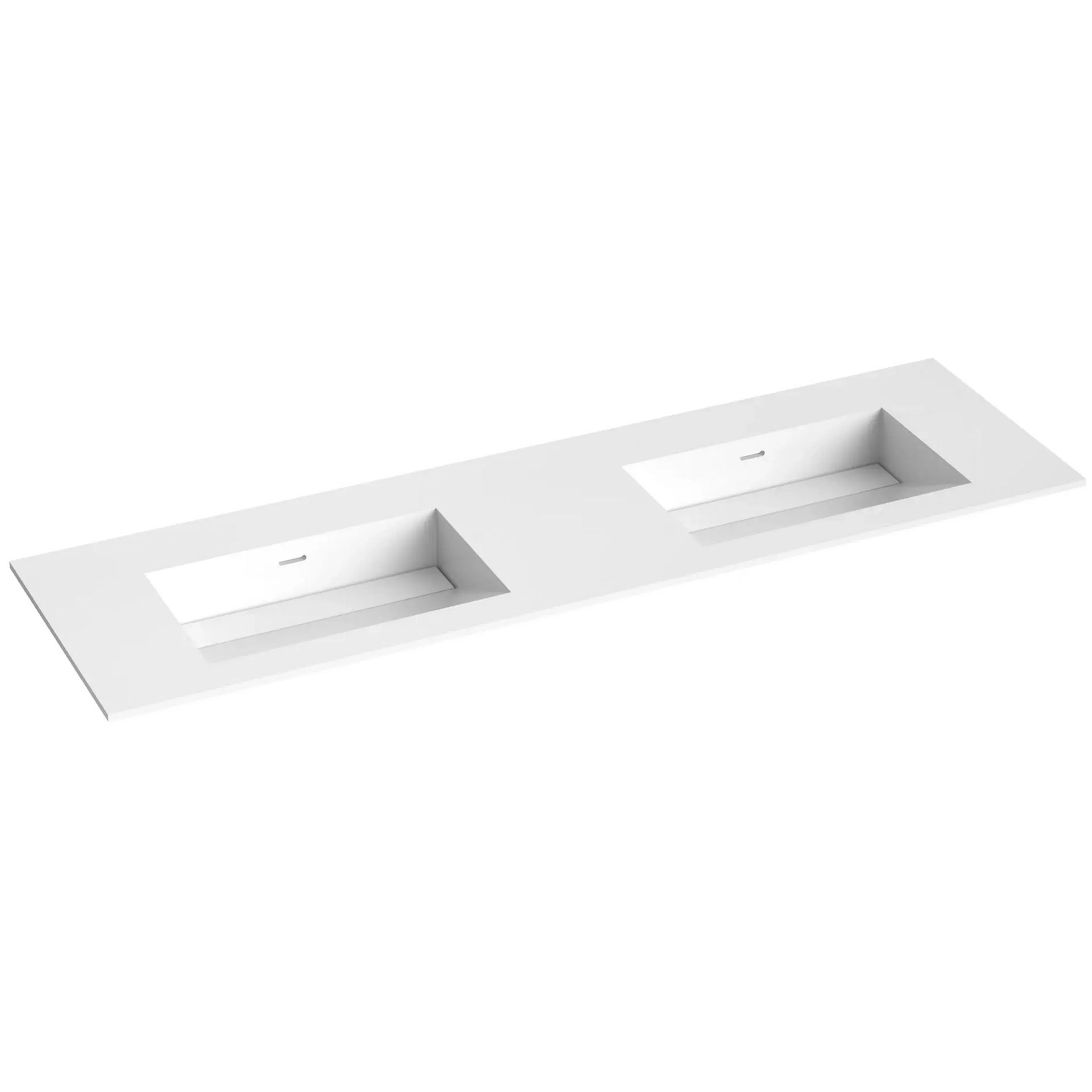 Corian 160 dobbel servant med skrå bunn u/kranhull, hvit mat Skrå Bunn