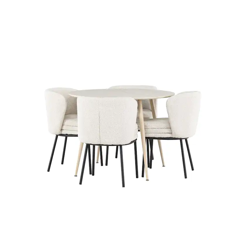 Spisegruppe Venture Home Plaza Ø100 med 4 stk Agnes Stoler