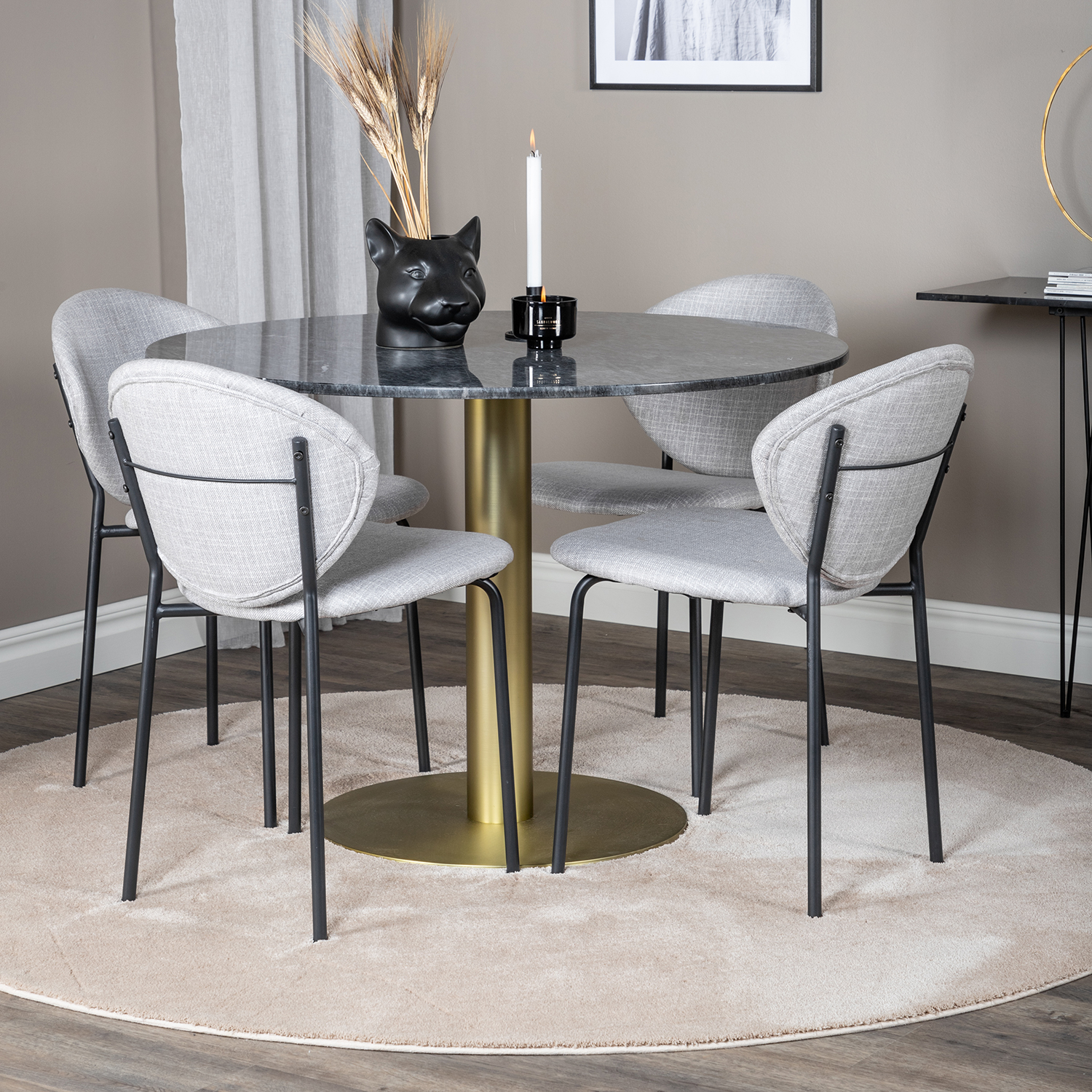 Spisegruppe Venture Home Estelle med 4 Valor Stoler Polyester
