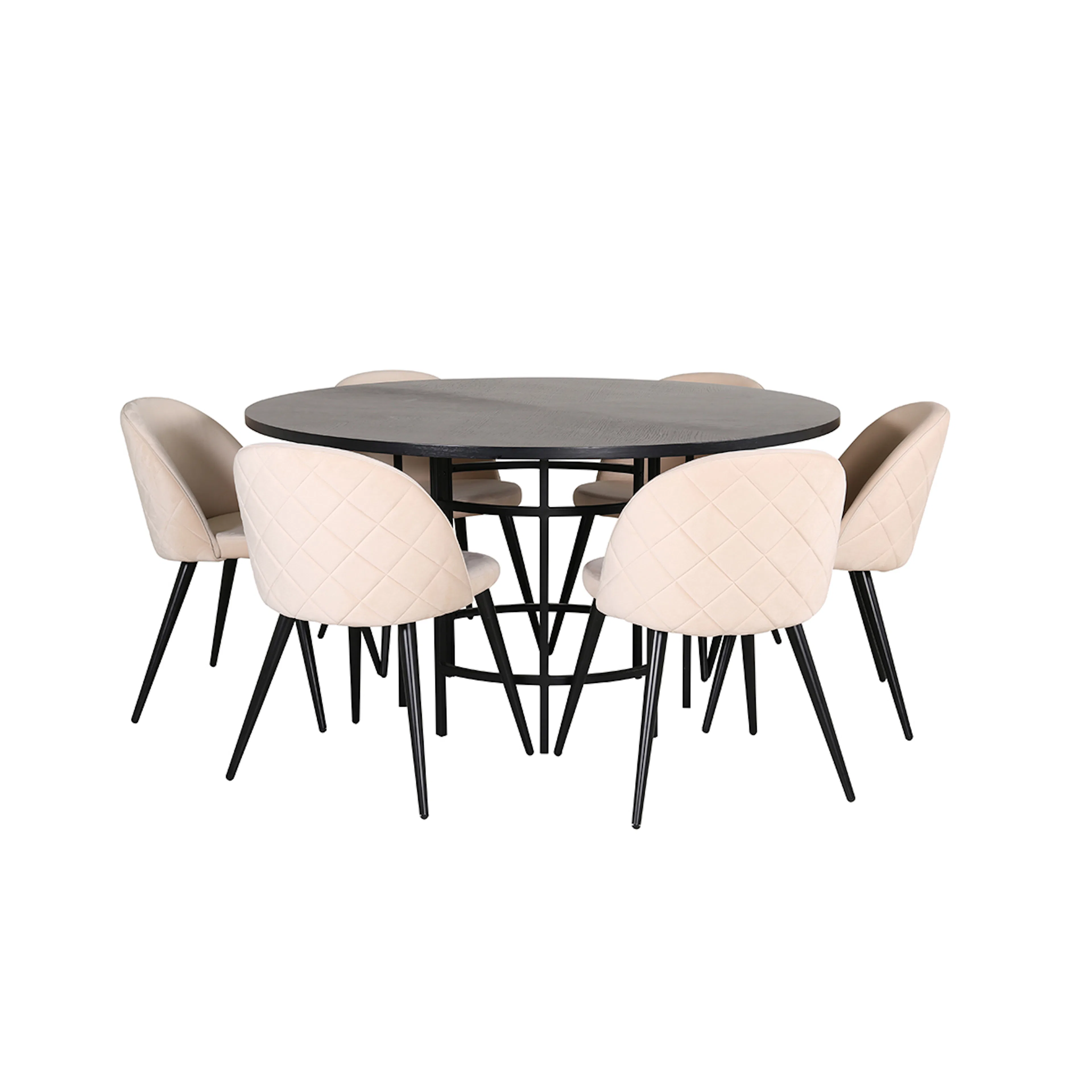Spisegruppe furniture/fashion Copenhagen Ø140 cm med 6 Velvet Stoler