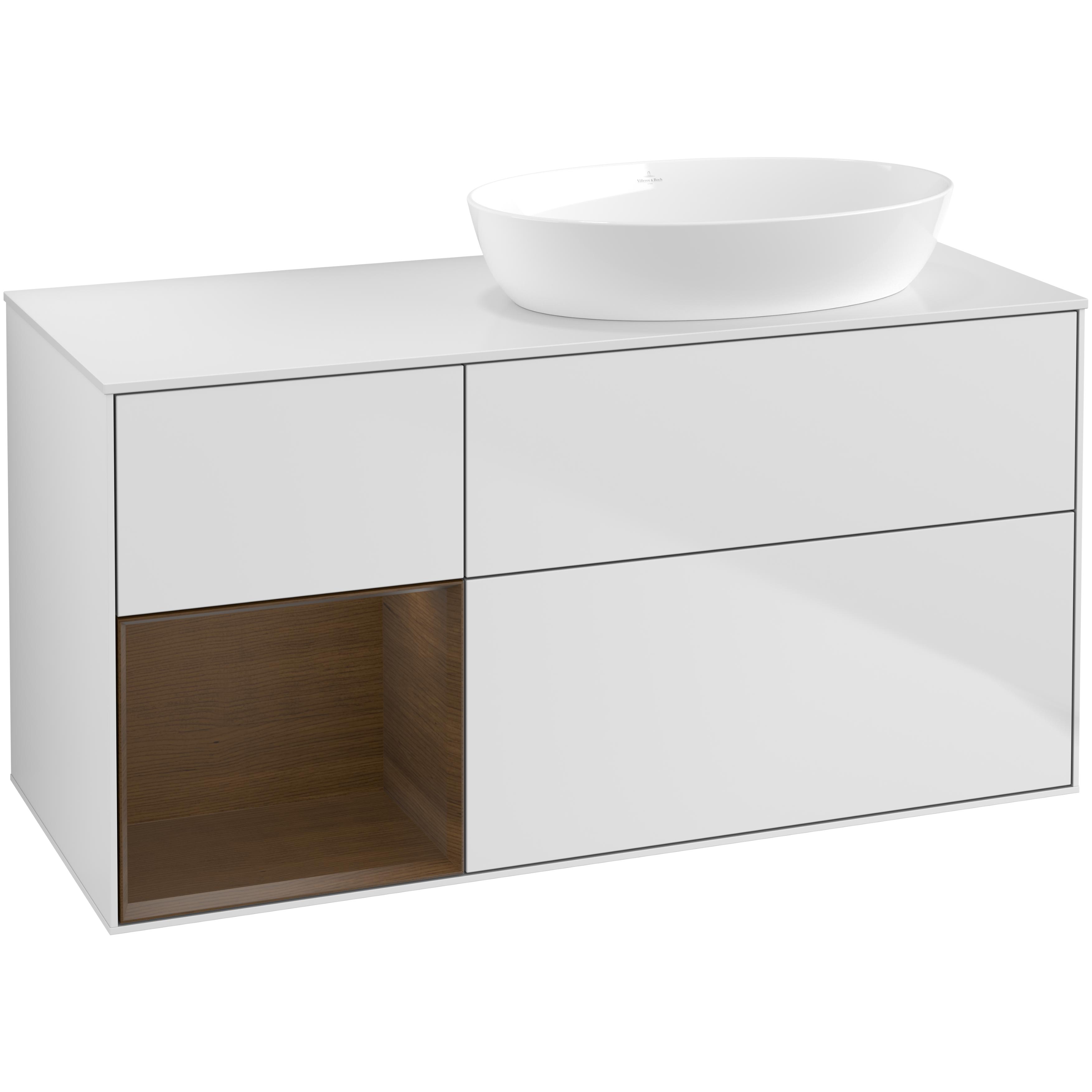 Tvättställsskåp Villeroy & Boch Finion med 3 Lådor Hylla och Bänkskiva för Ocentrerat Tvättställ från Artis & Collaro