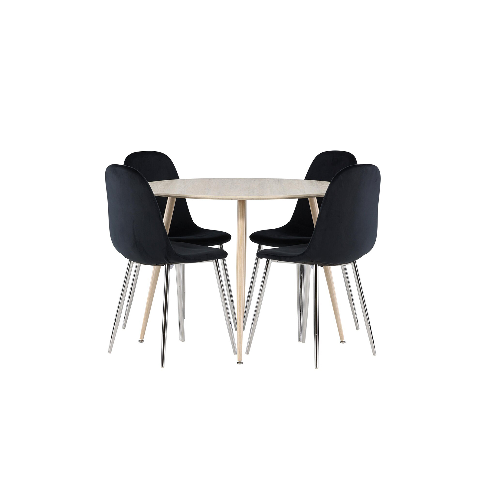 Spisegruppe Venture Home Plaza Ø100 med 4 stk Polar Stoler Fløyel