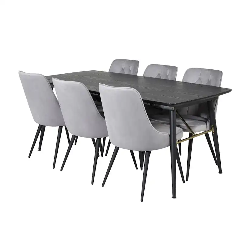 Spisegruppe Venture Home Gold med 6 Velvet Deluxe Stoler