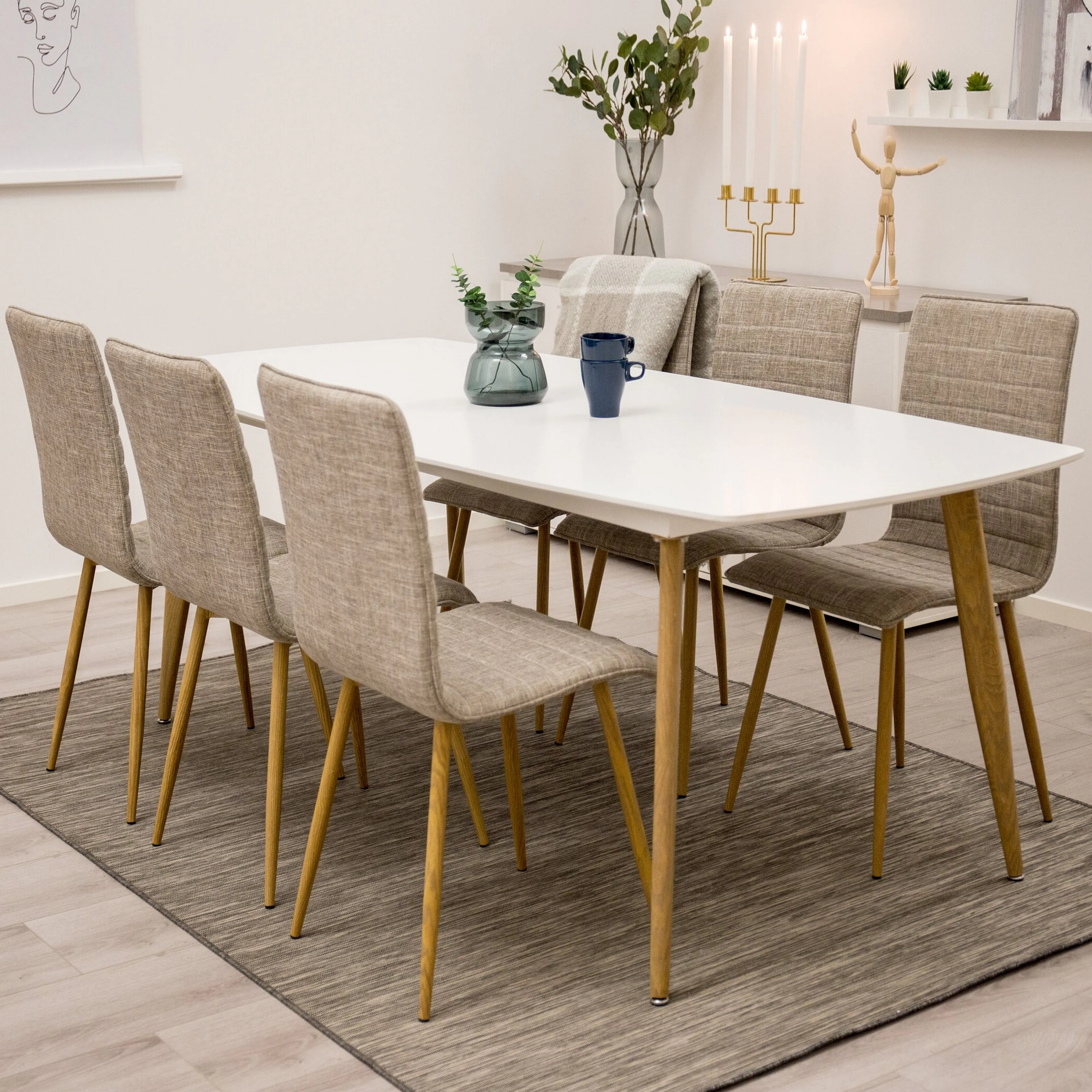 Spisegruppe Venture Home Polar med 6stk Windu Stoler