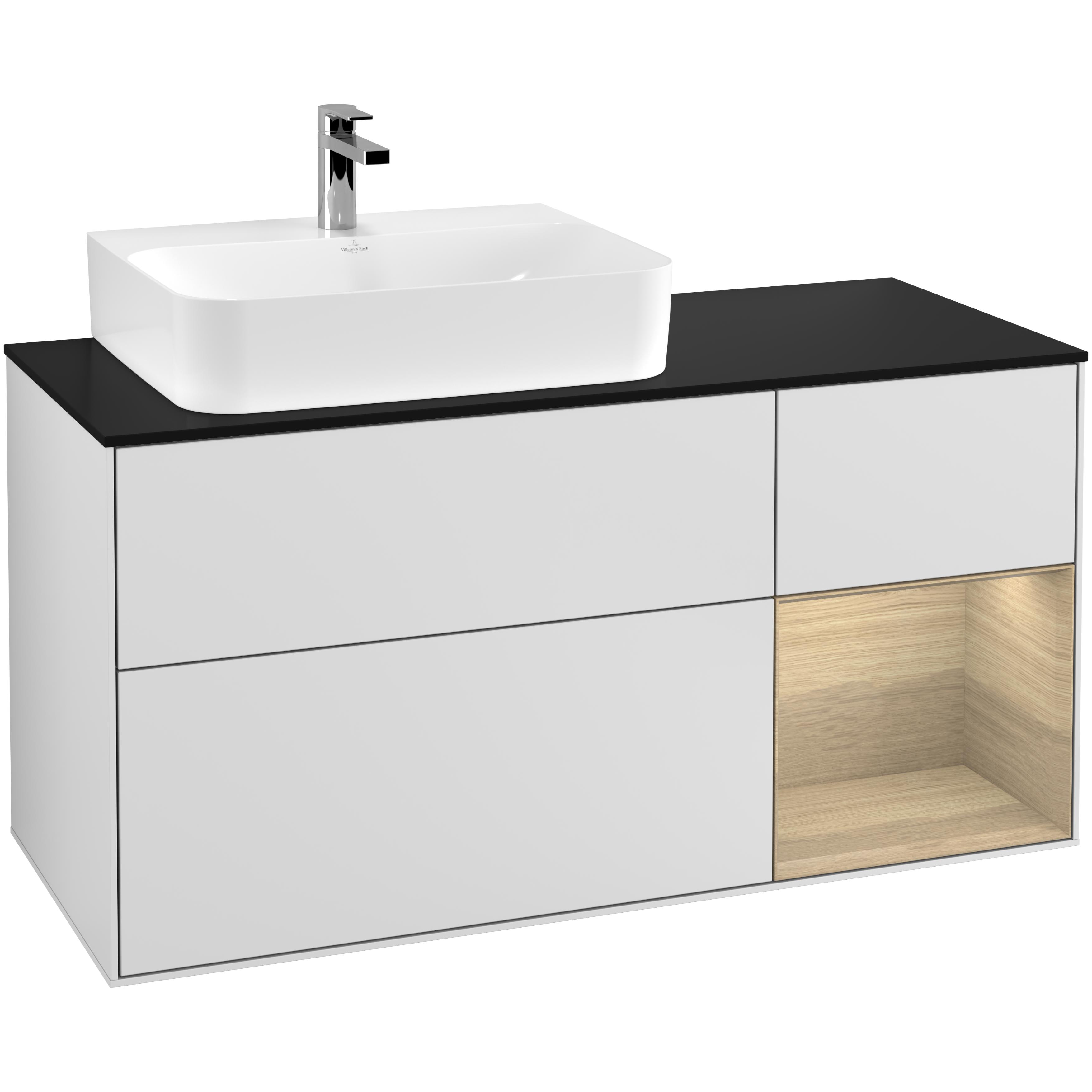Tvättställsskåp Villeroy & Boch Finion med 3 Lådor Hylla och Bänkskiva för Ocentrerat Tvättställ