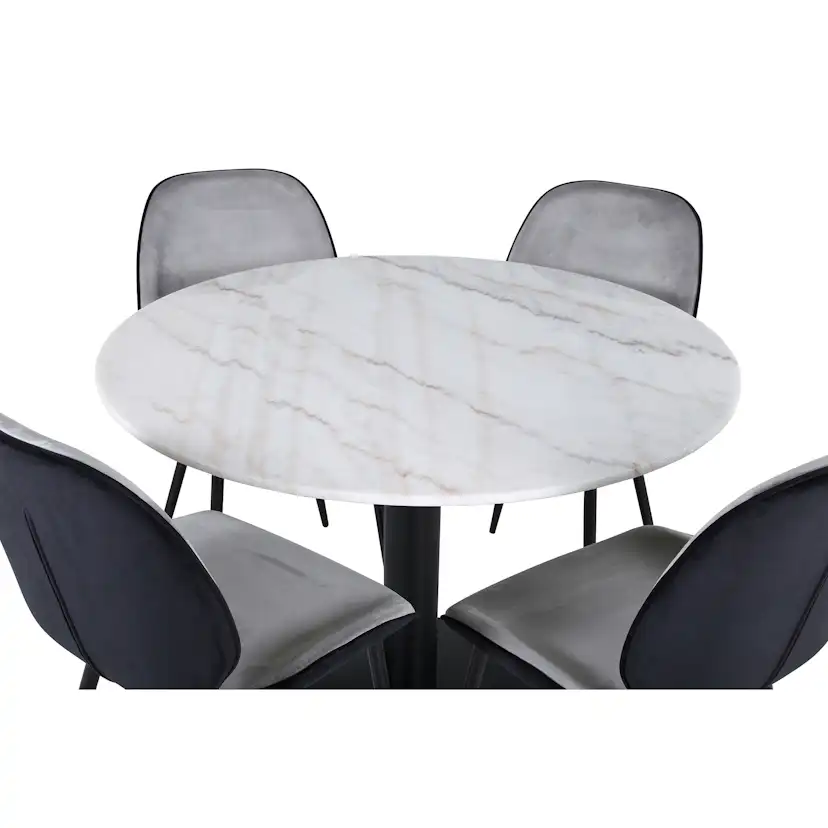 Spisegruppe Venture Home Estelle Ø106 cm med 4 Emma Stoler