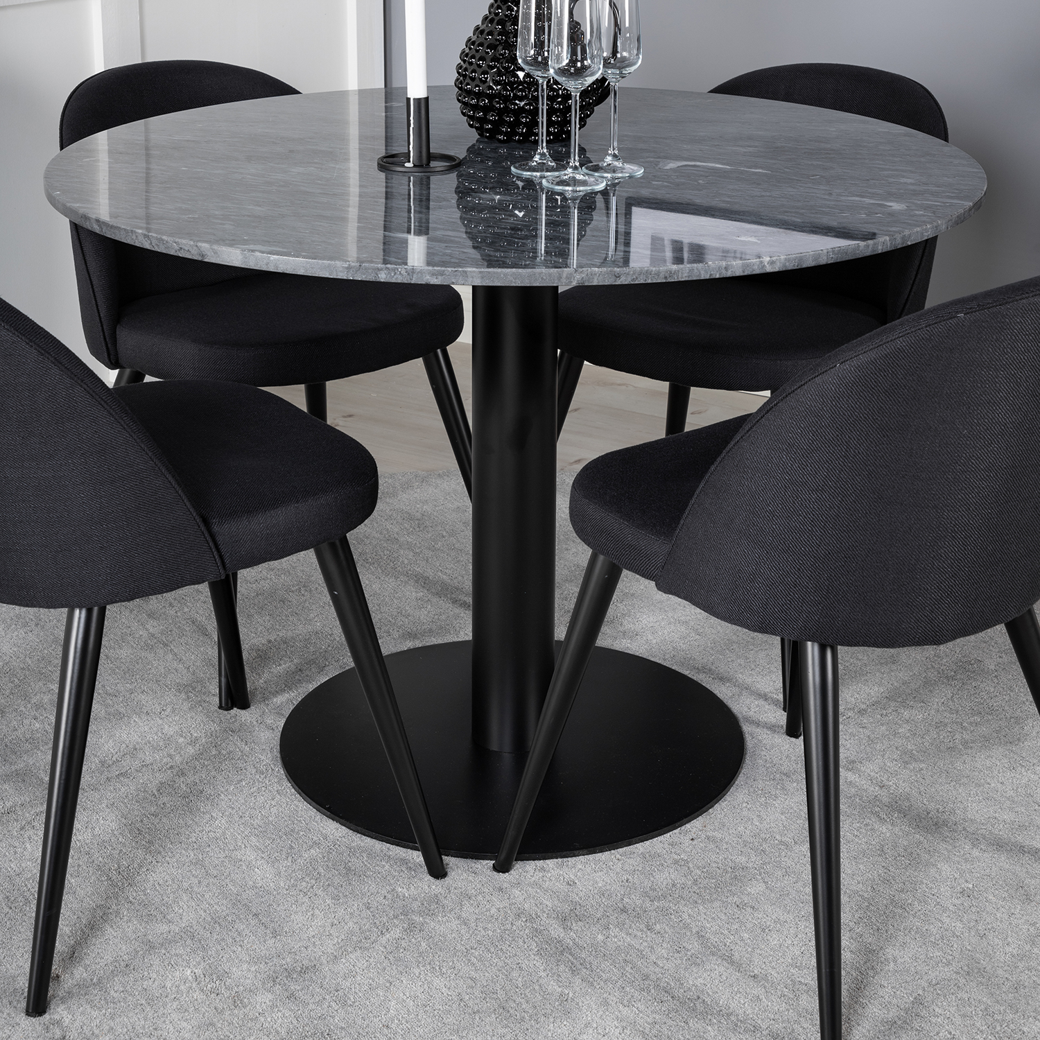Spisegruppe Venture Home Estelle med 4 Valentina Stoler Polyester