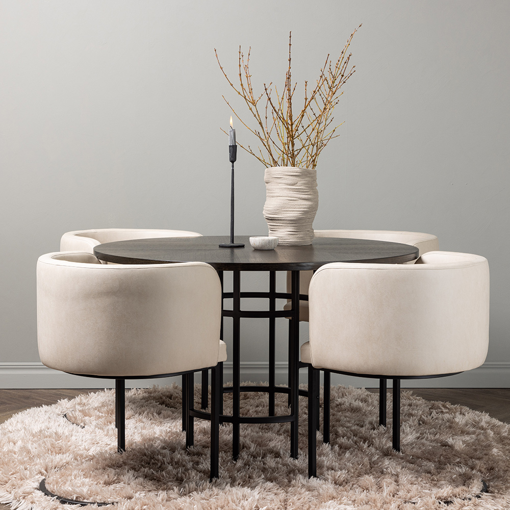 Spisegruppe Venture Home Copenhagen Ø 115 cm med 4 Simrishamn Stoler