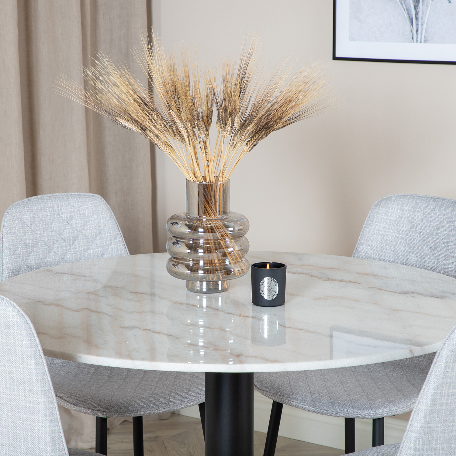 Spisegruppe Venture Home Estelle med 4 Phoi Stoler Polyester
