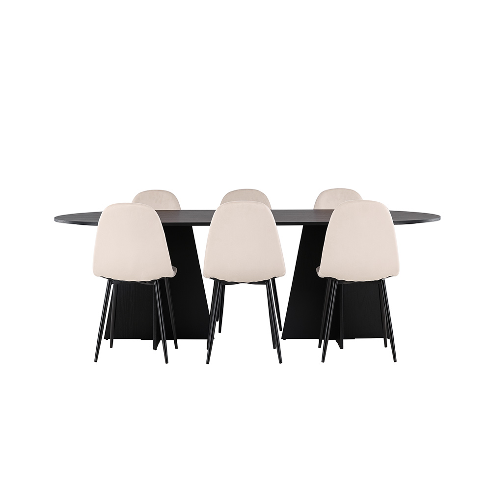 Spisegruppe Venture Home Bootcut Oval med 6 Polar Fløyel Stoler