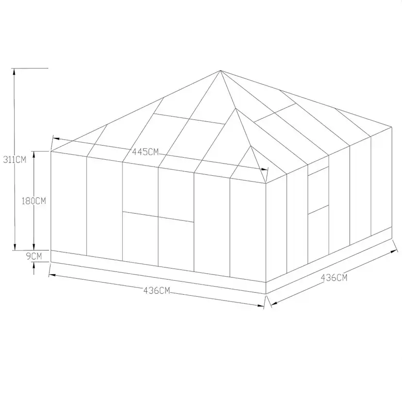 Drivhus Metalcraft 19 kvm Kvadrat