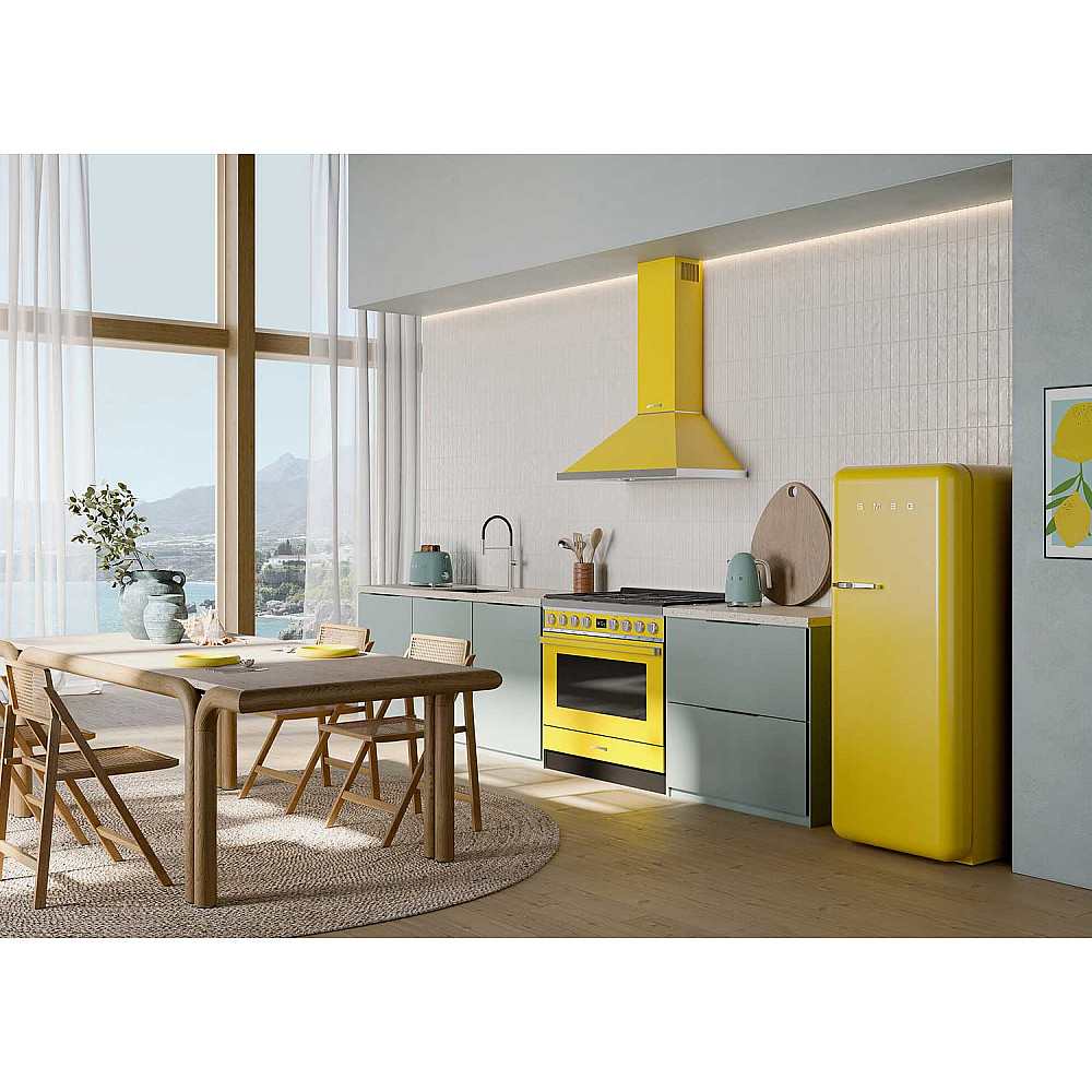 Smeg FAB28RYW6 fristående kylskåp, Gul Gul, Høyre