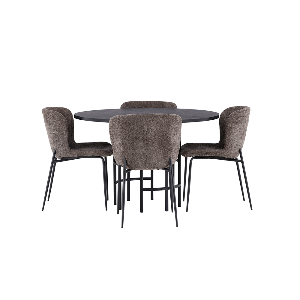 Spisegruppe Venture Home Copenhagen Ø 115 cm med 4 Modesto Stoler