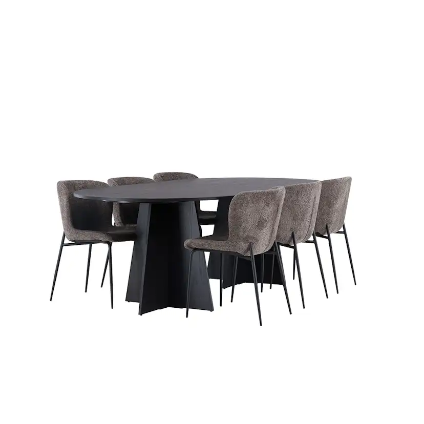 Spisegruppe Venture Home Bootcut Oval med 6 Modesto Stoler