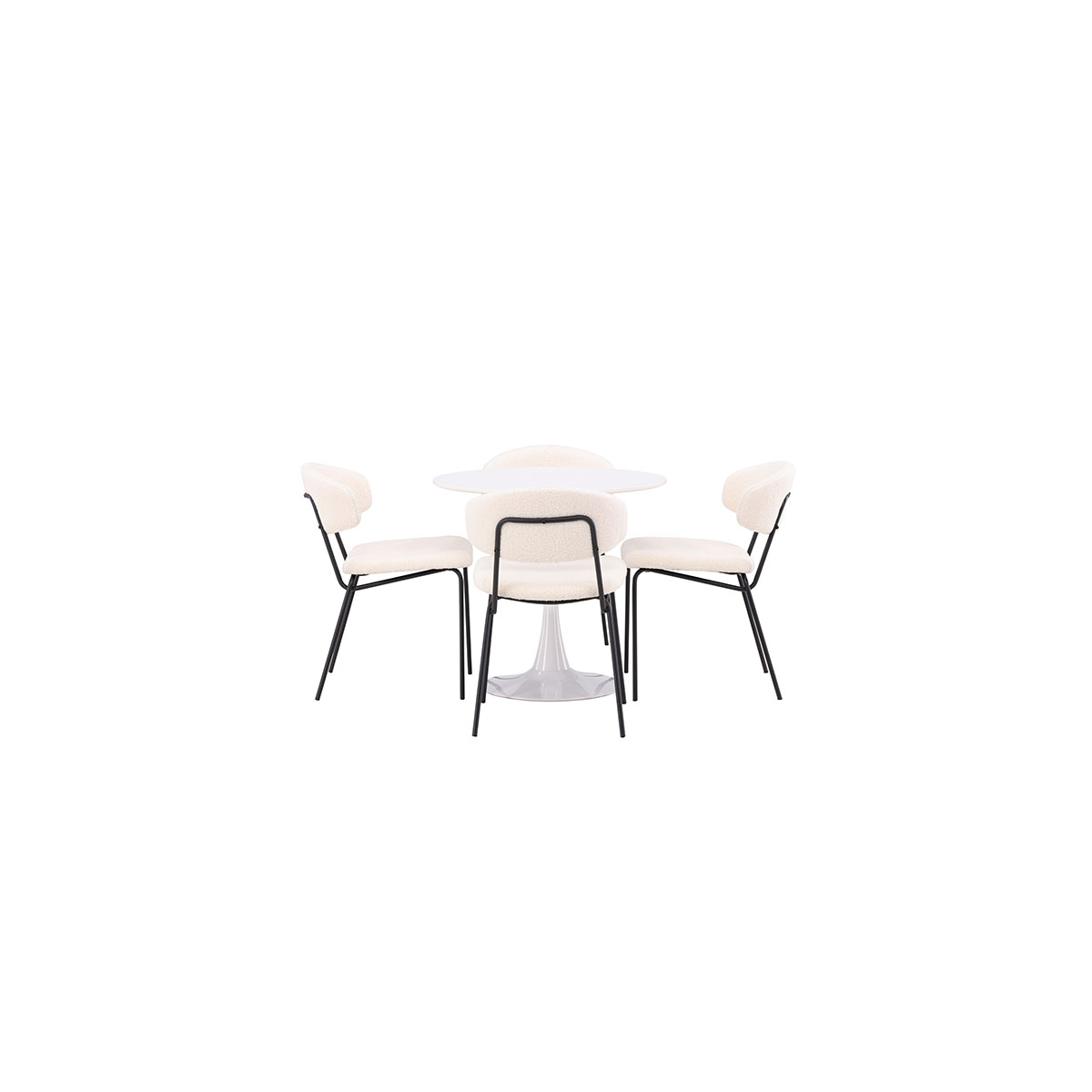 Spisegruppe Venture Home Hamden Ø80 cm med 4 Chico Stoler