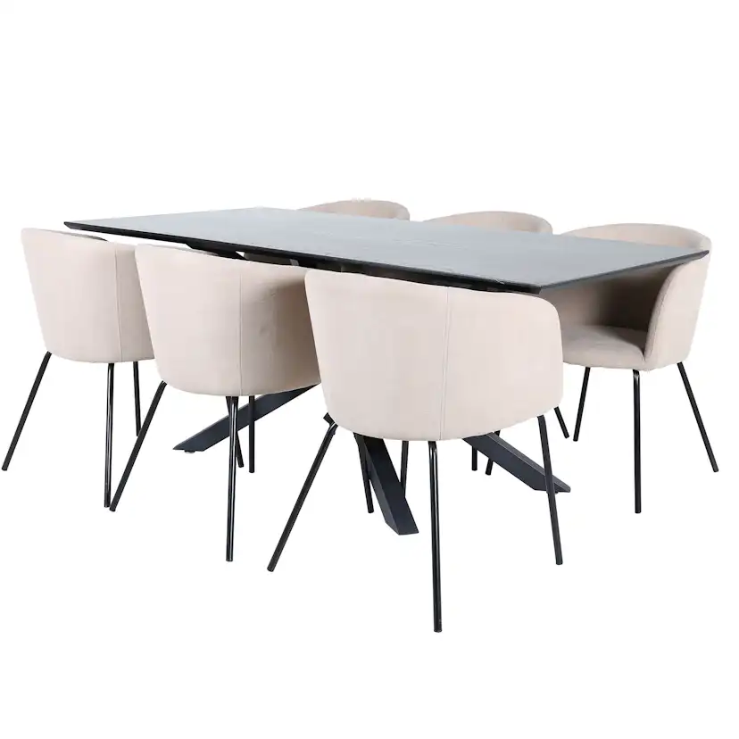 Spisegruppe Venture Home med Piata Spisebord og 6 Bergen Spisestoler