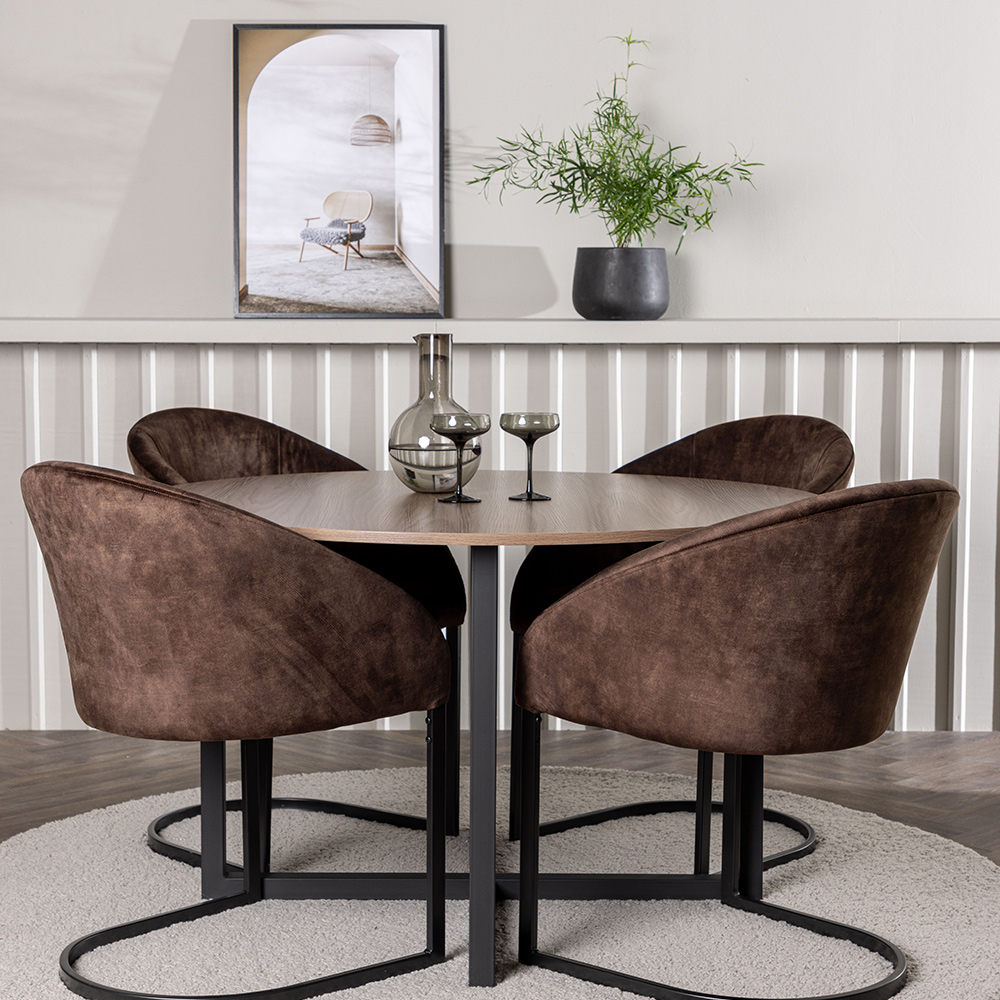 Spisegruppe Venture Home Durango Ø120 cm med 4 stk Evening Stoler