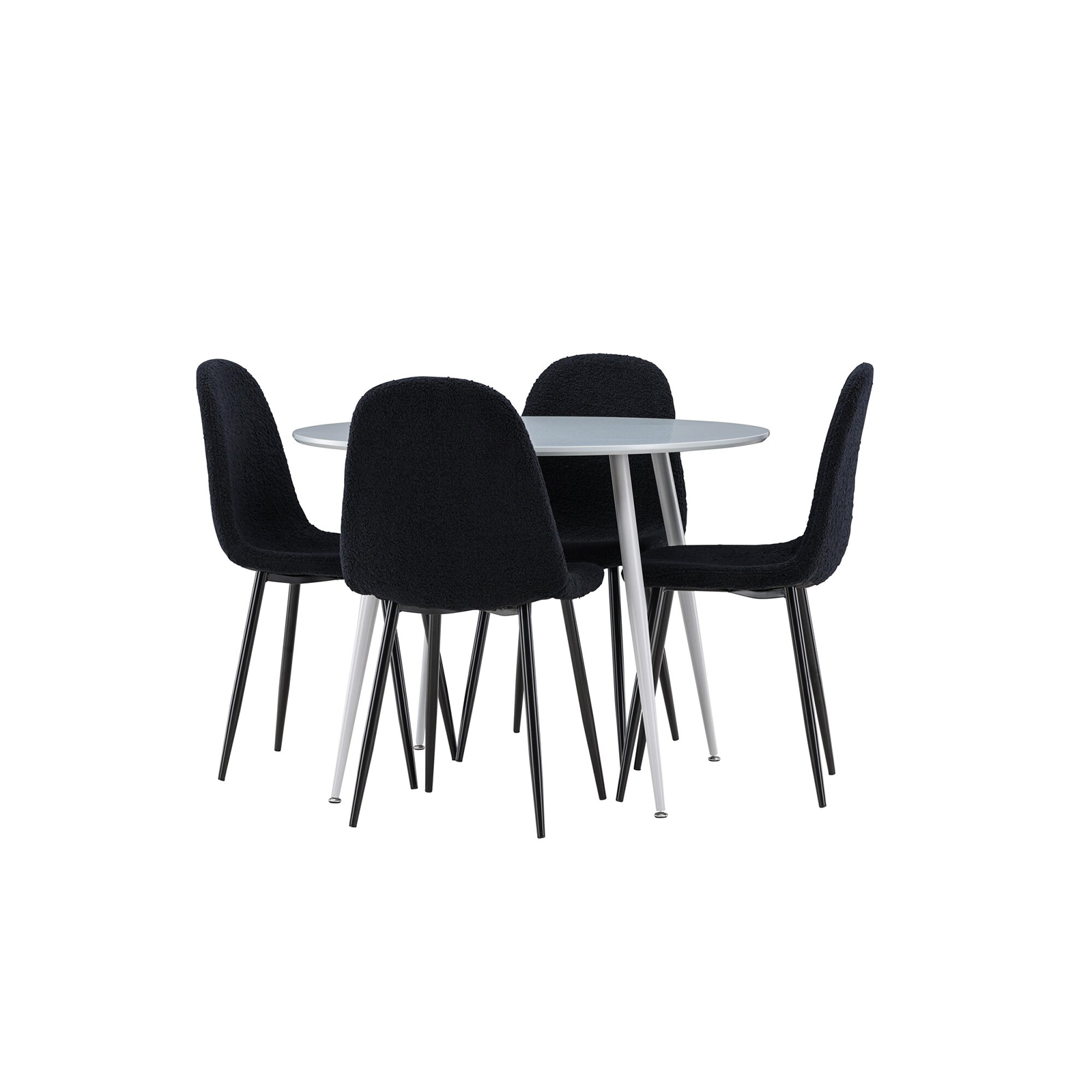 Spisegruppe Venture Home Plaza Ø100 med 4 stk Polar Stoler Teddy