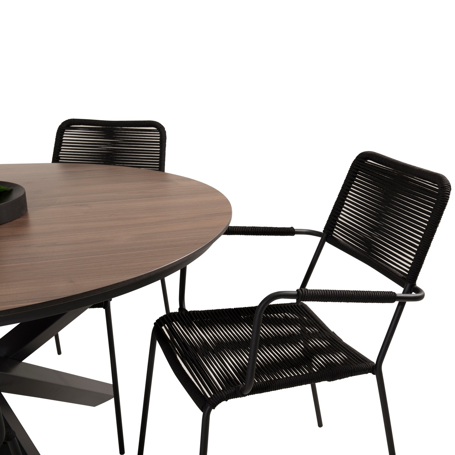 Llama Round Dining Table 120 - Black Alu / Brown HPL+Lindos Tre/Sort