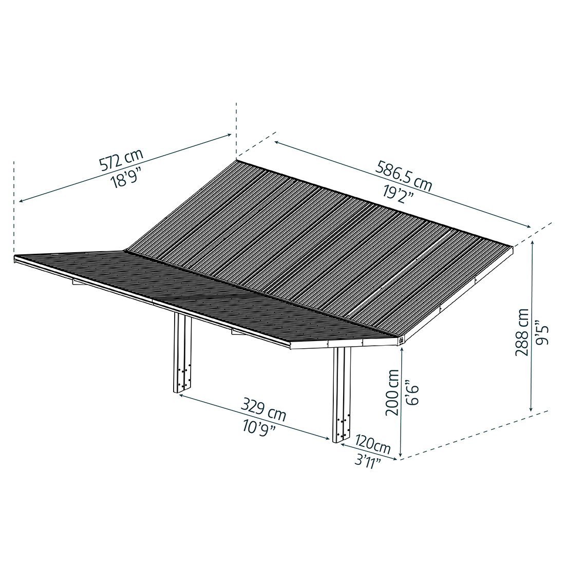 Carport Canopia by Palram Sydney Double V-Roof Aluminum 6x6 m Black