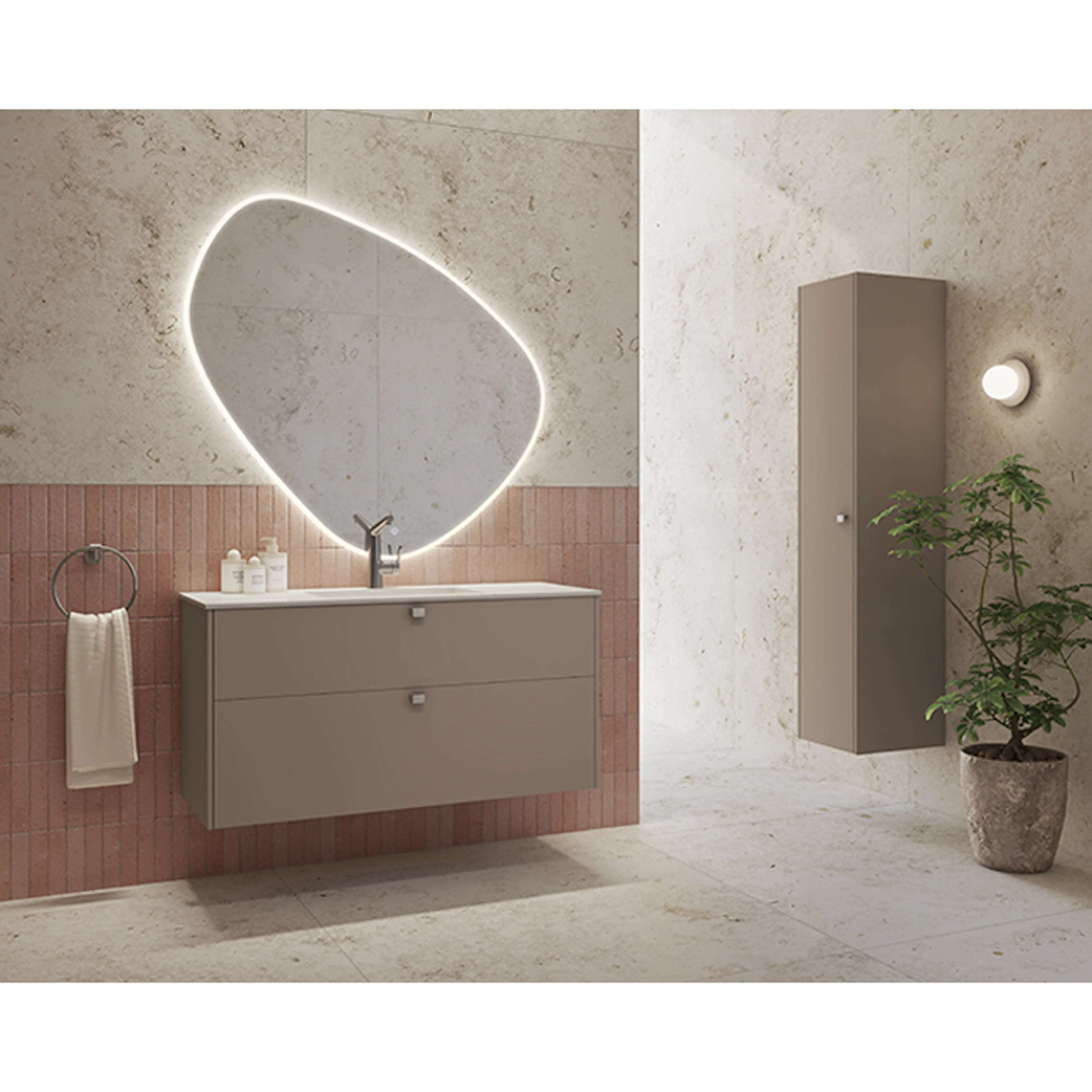Møbelpakke FOSSBAD Innovent B120 med Simplicity silestoneservant og Organic speil