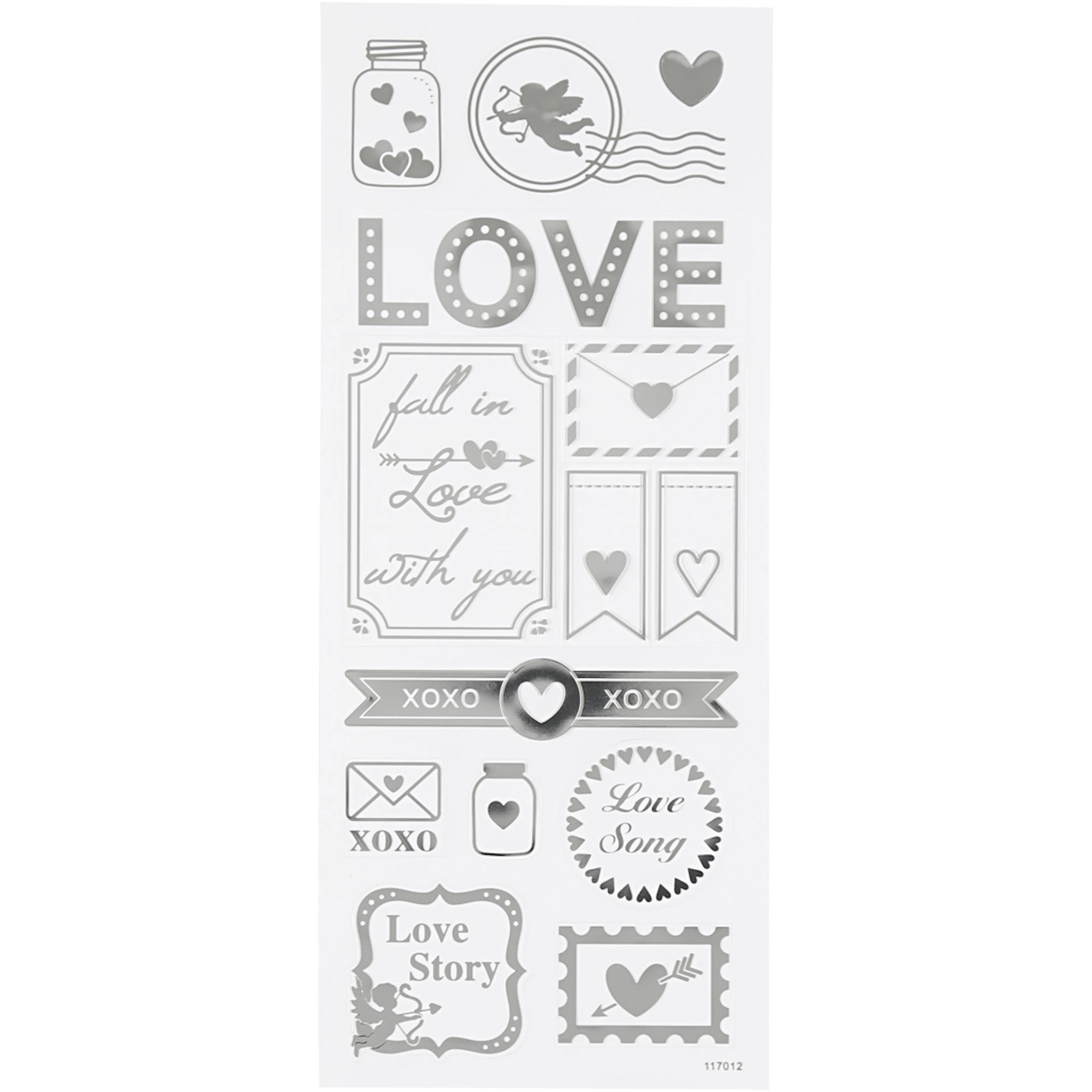 Klistremerker Creativ Company Love 10x24 cm  Sølv