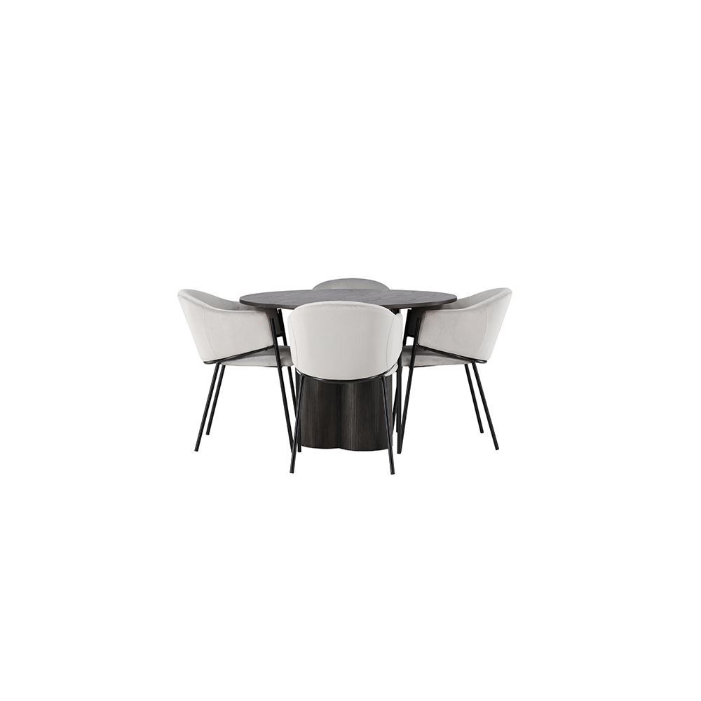 Spisegruppe Venture Home Olivia Ø110 cm med 4 stk Evelina Stoler