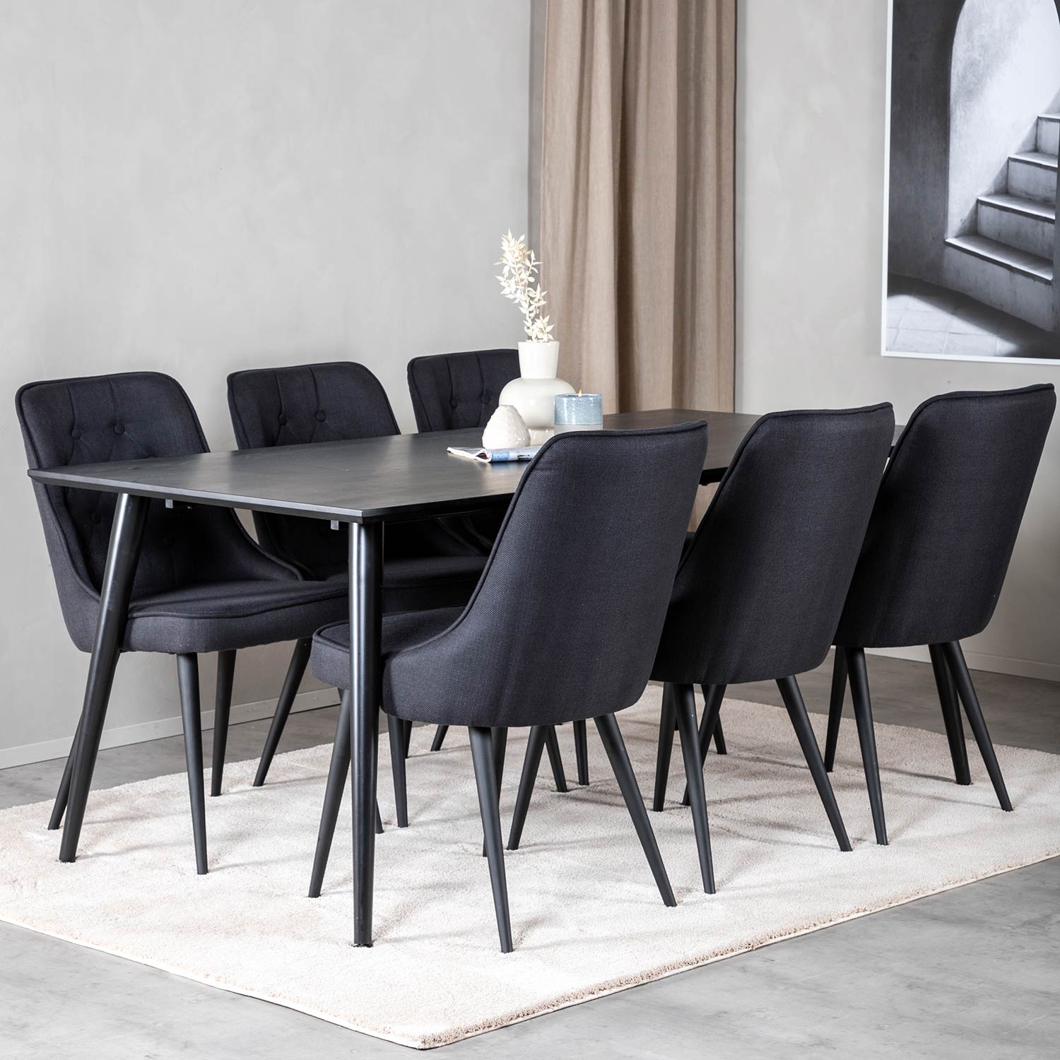 Spisegruppe Venture Home Dipp med 6 Velvet Deluxe Stoler