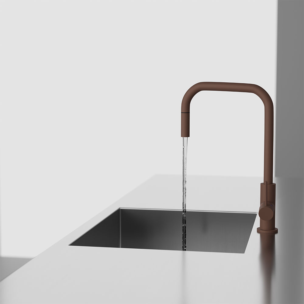 Kjøkkenbatteri Scandtap Steel Accent Square med Uttrekkbar Tut
