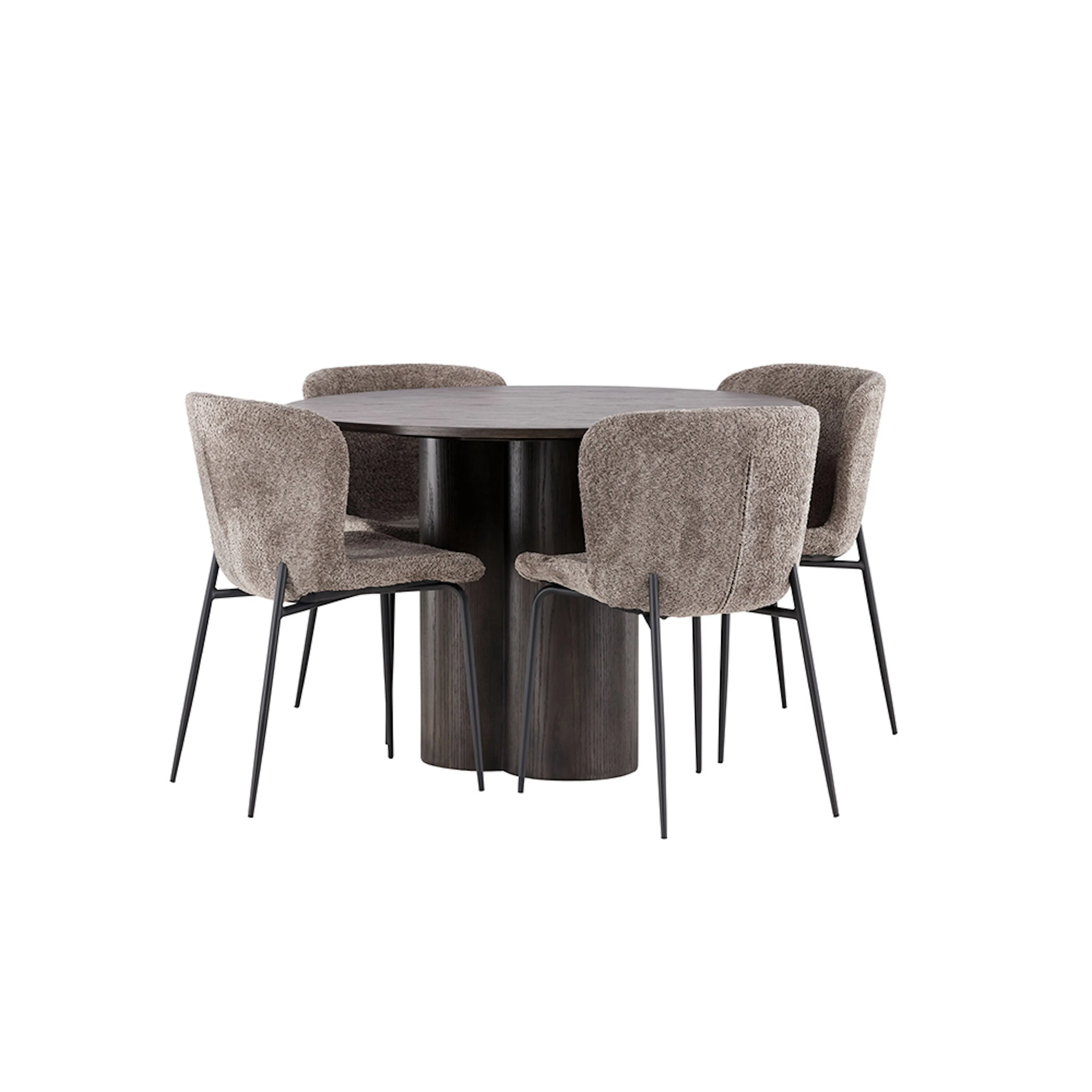 OliviaDiningTable-Mocca/MoccaVeneer+ModestoDiningChair-Beige Mocka/Mørkegrå