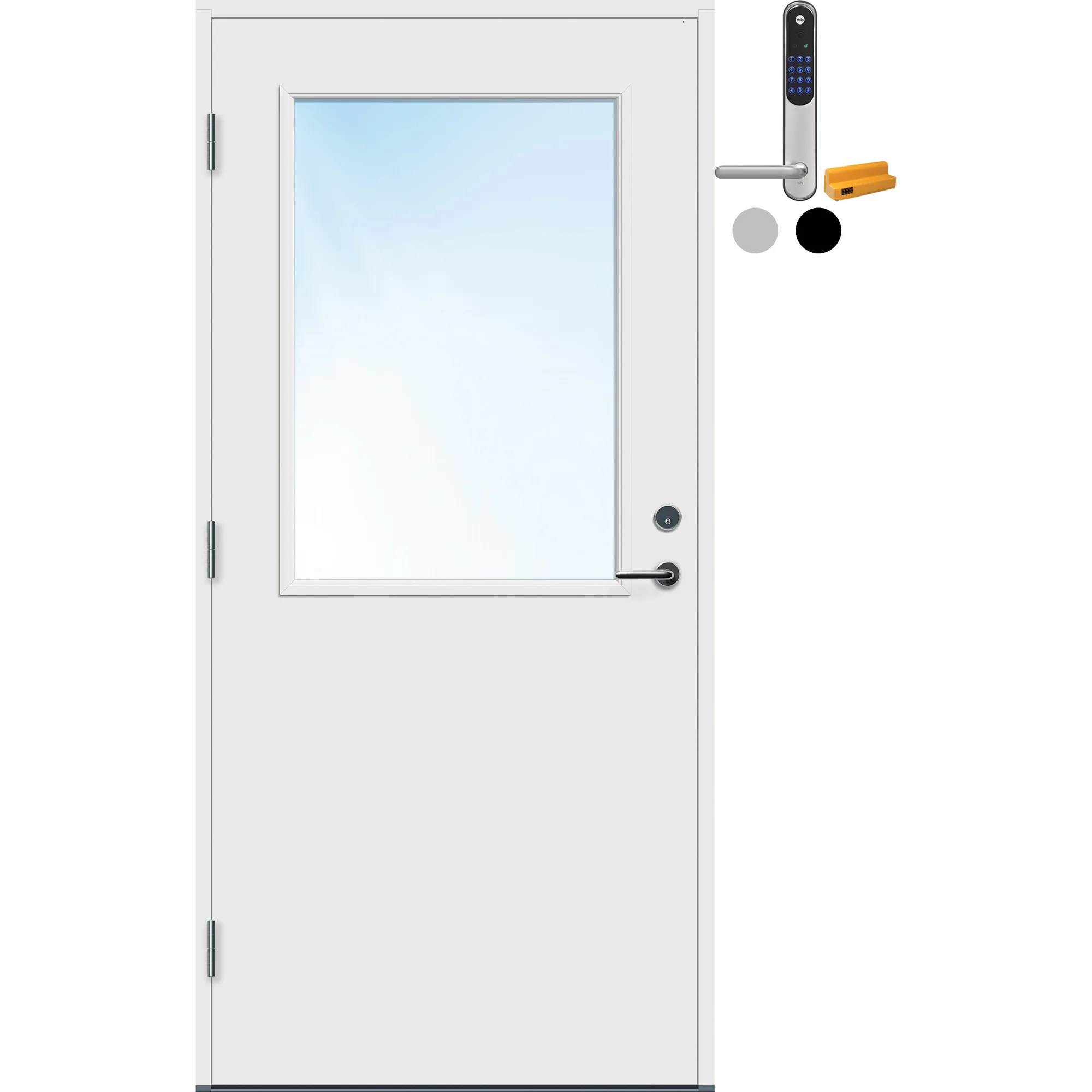 Ytterdør Bygg1 Sande med Yale Doorman Classic Home