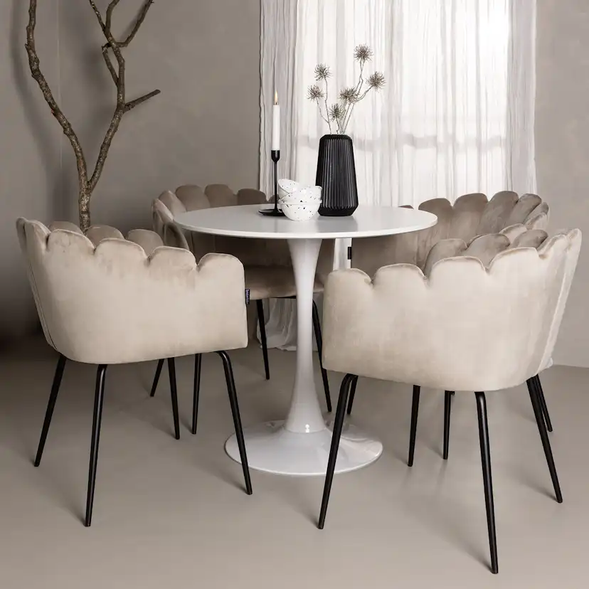 Spisegruppe Venture Home Hamden Ø80 cm med 4 Limhamn Stoler