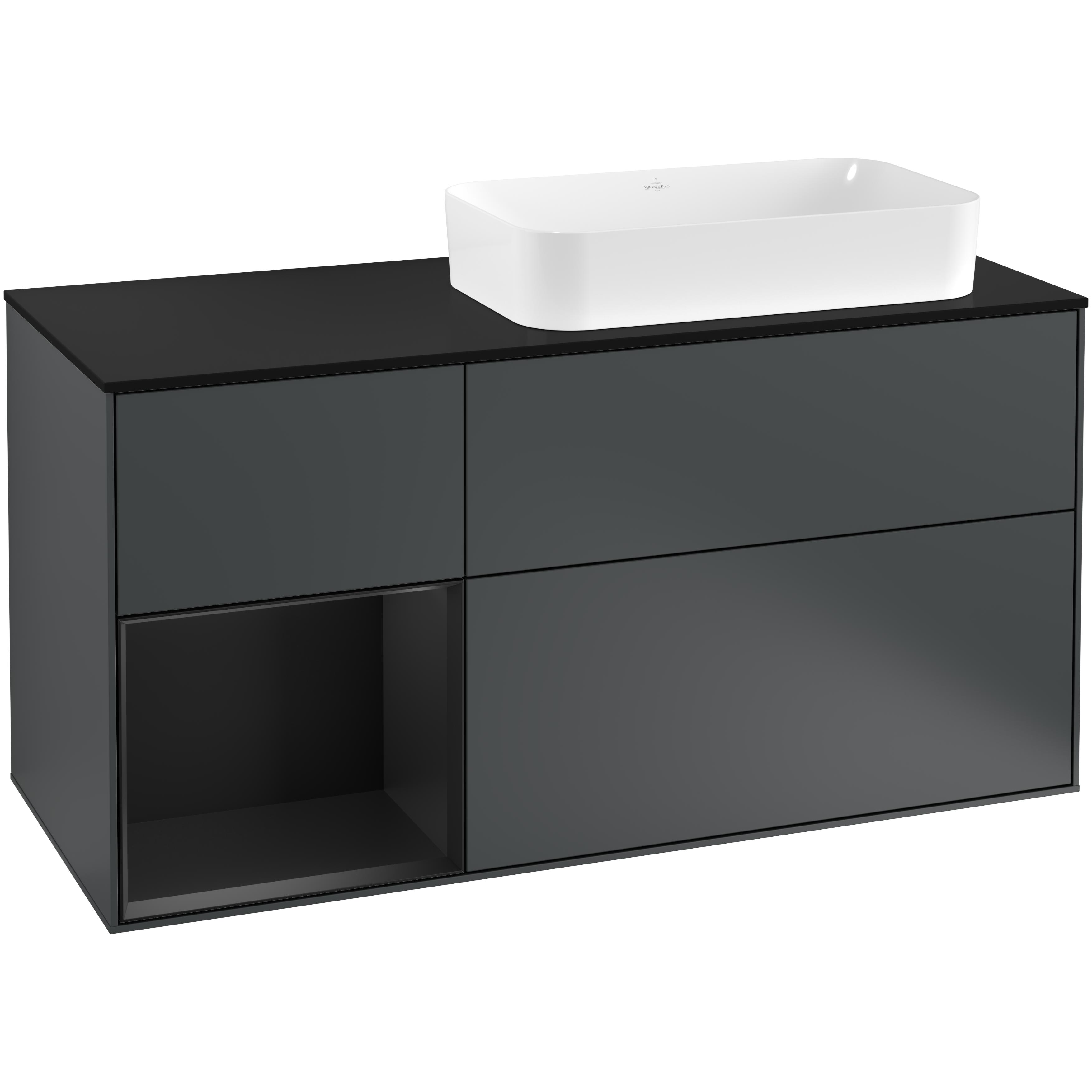 Tvättställsskåp Villeroy & Boch Finion med 3 Lådor Hylla och Bänkskiva för Ocentrerat Fristående Tvättställ