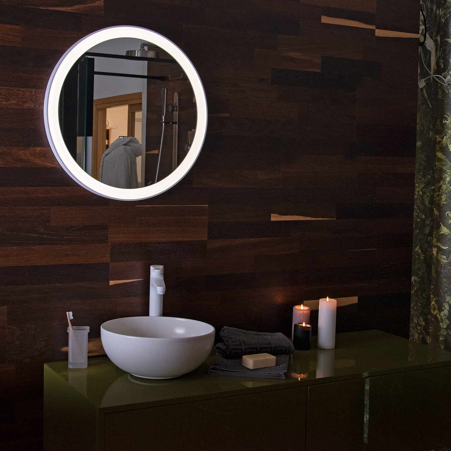 Speil LH Elegant med LED Belysning Rund