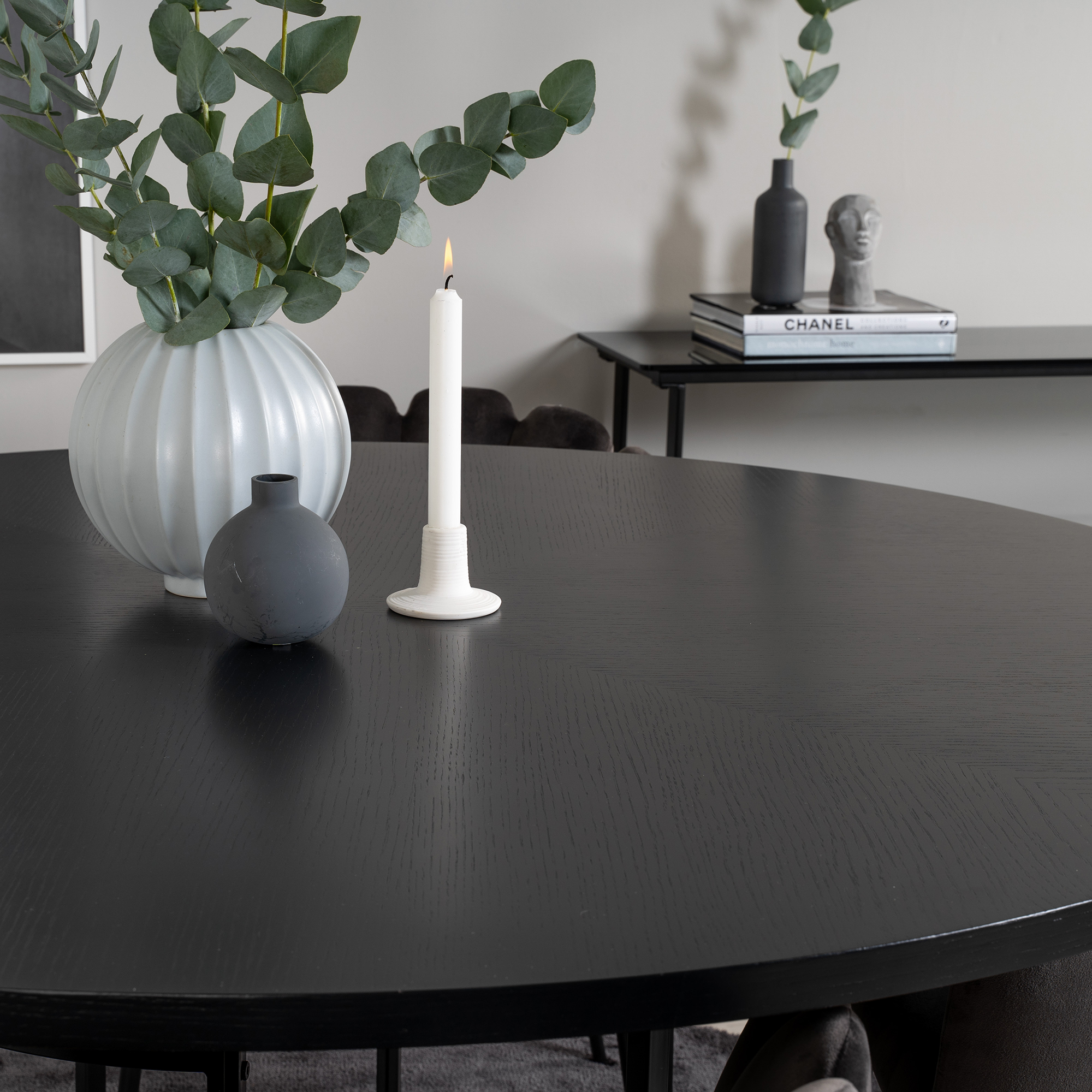 Spisegruppe furniture/fashion Copenhagen med 4 Grå Limhamn Stoler