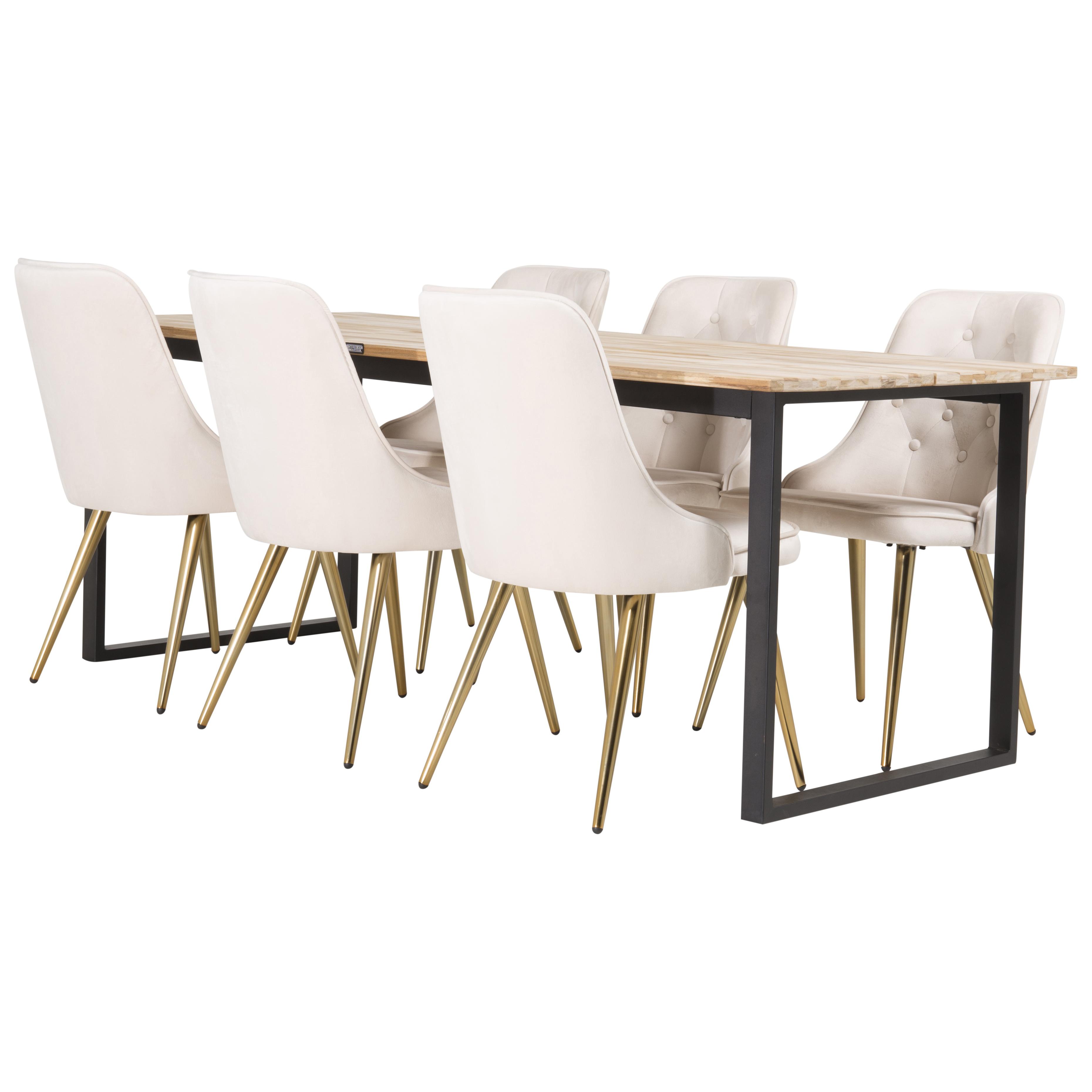Spisegruppe Venture Home Cirebon med 6 Velvet Deluxe Stoler