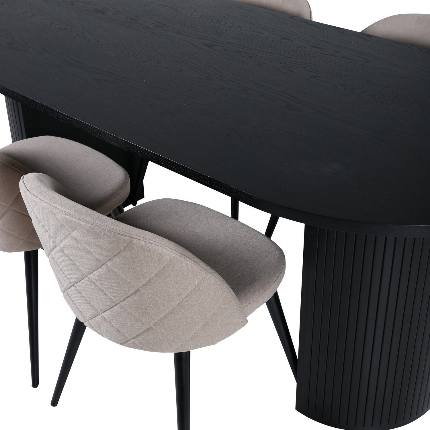 Spisegruppe Venture Home Bianca med 4 Valentina Sort Stitcthes Stoler
