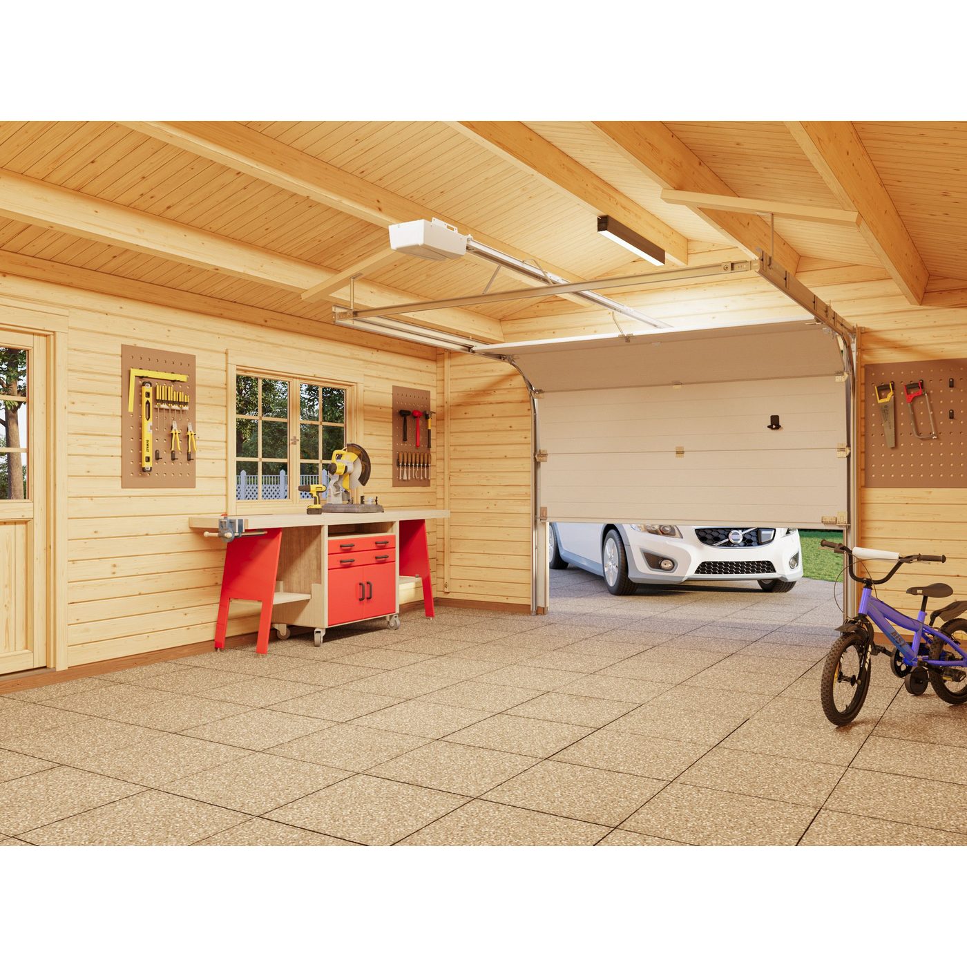 Garage Roger 23,9 m2 med Takskjutport Ubehandlet tre