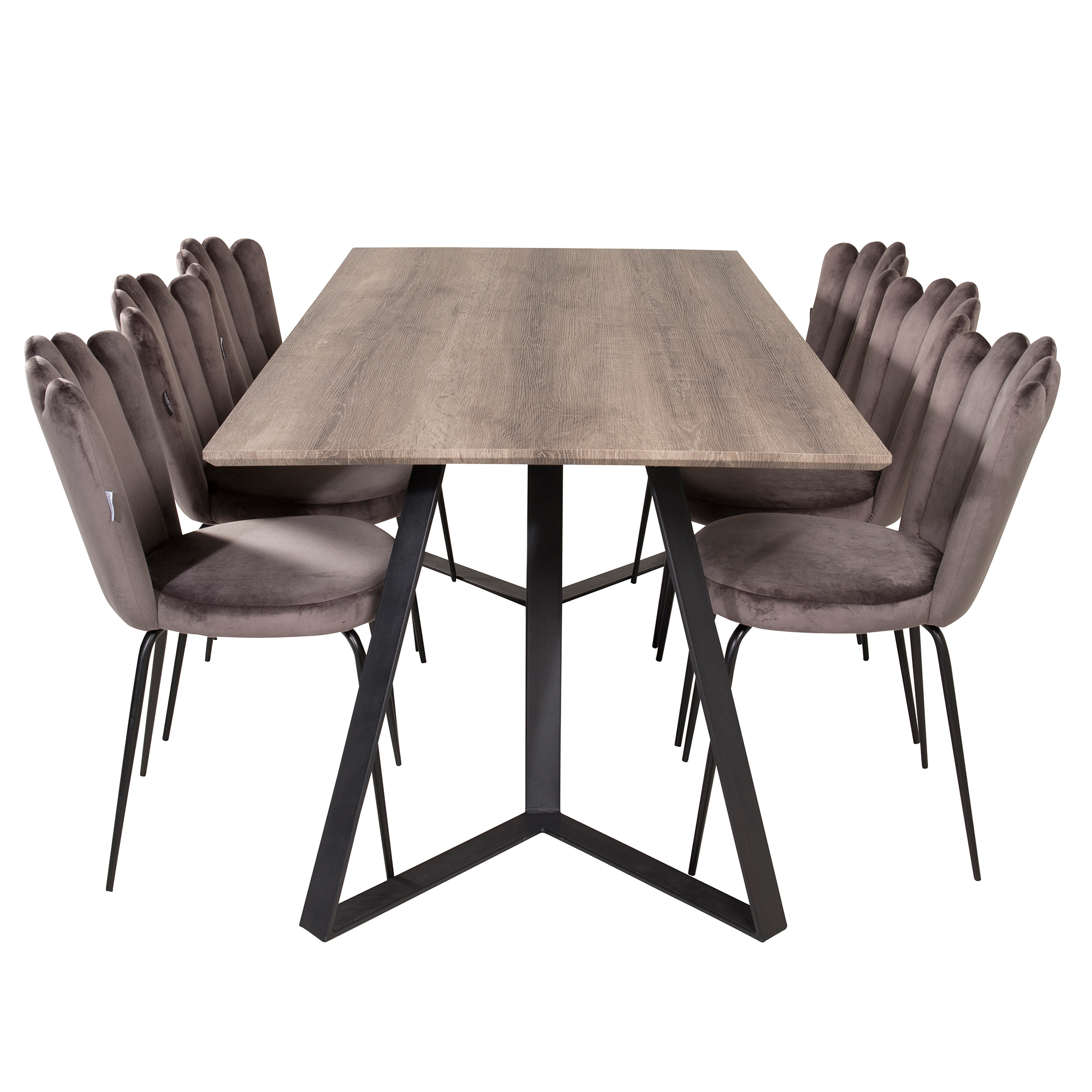 Spisegruppe furniture/fashion Madde med 6 Limhamn Light Stoler