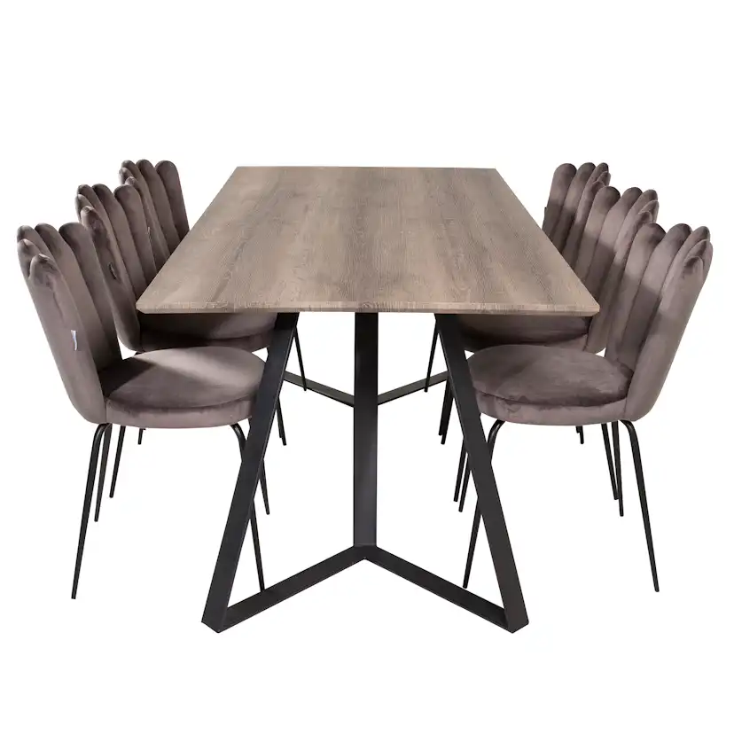 Spisegruppe furniture/fashion Madde med 6 Limhamn Light Stoler