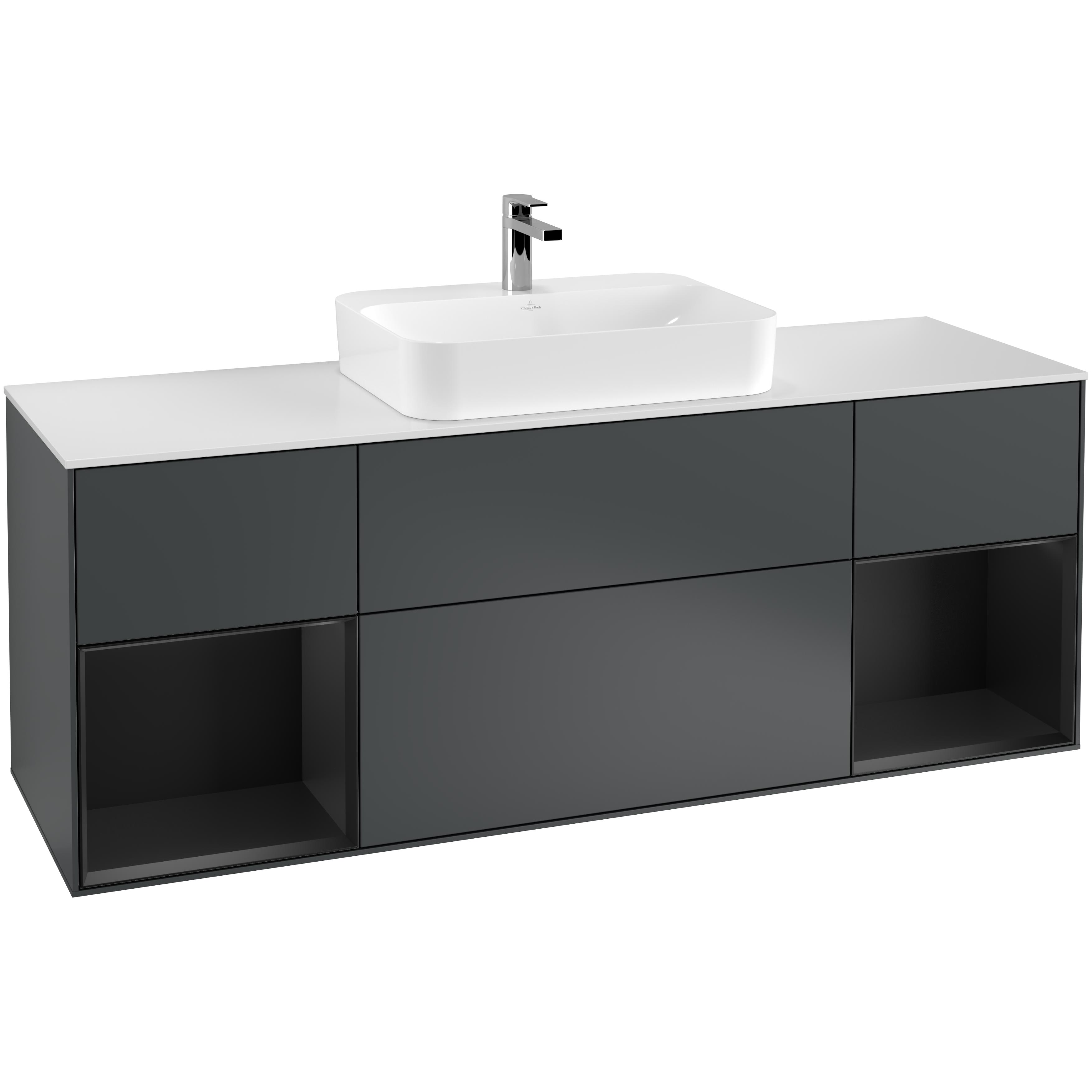 Tvättställsskåp Villeroy & Boch Finion med Två Hyllor och Bänkskiva för Ytmonterat Tvättställ