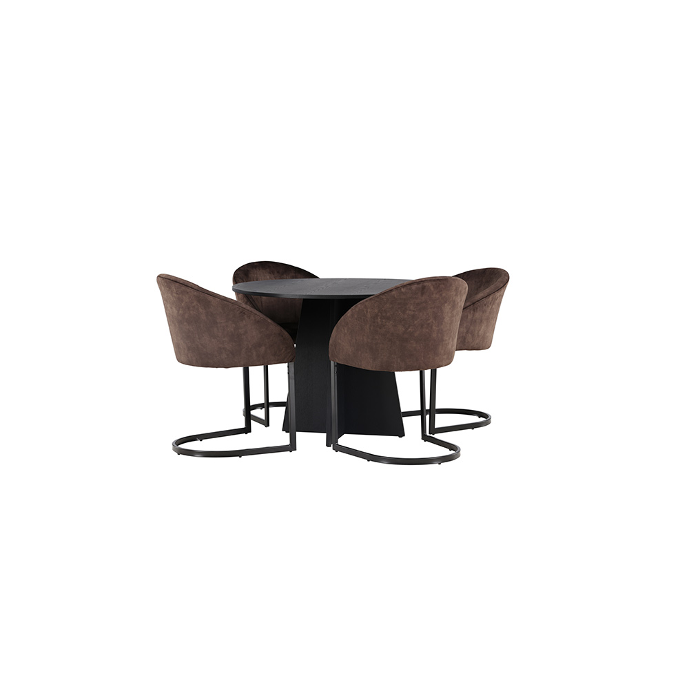 Spisegruppe Venture Home Bootcut Ø110 cm med 4 stk Evening Stoler