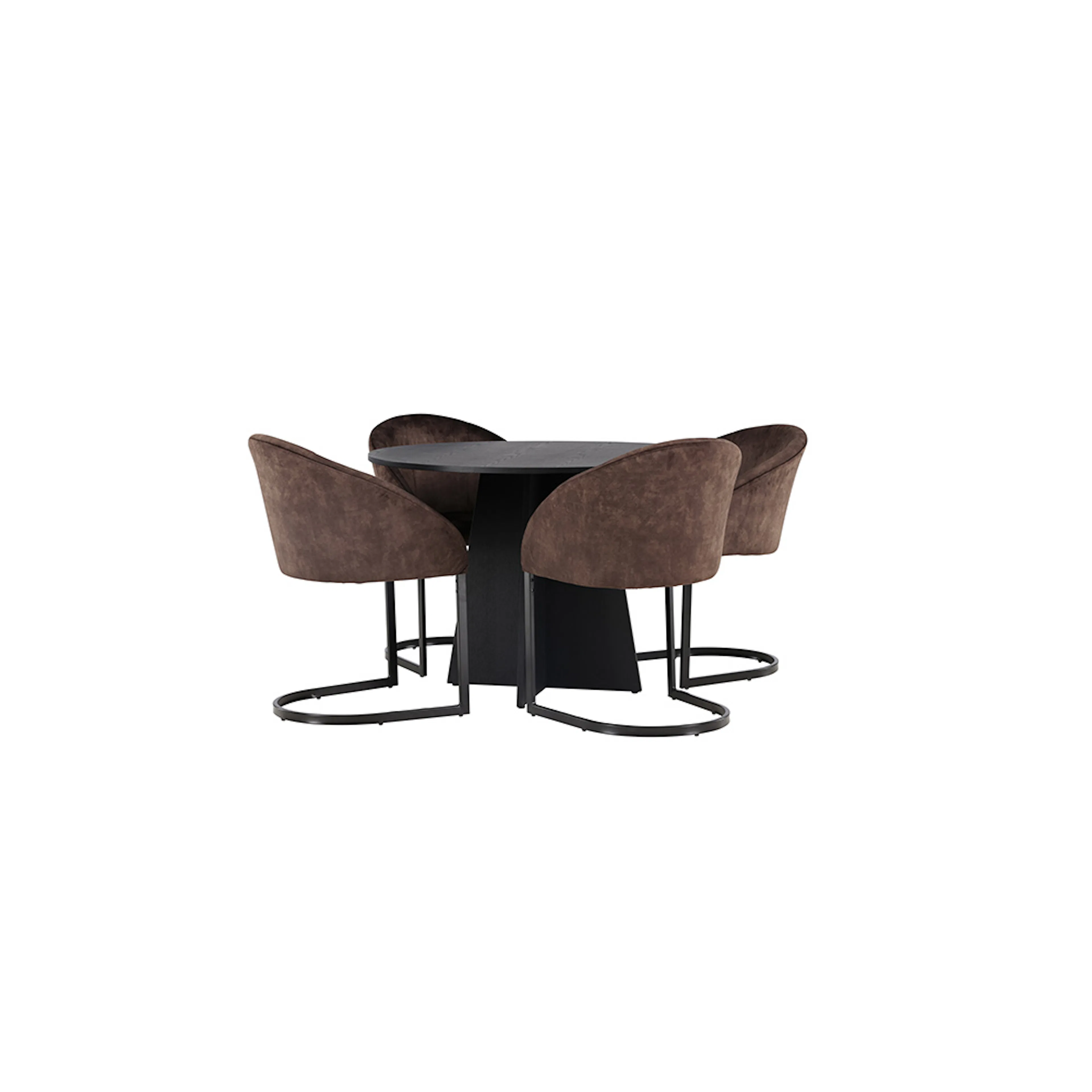 Spisegruppe Venture Home Bootcut Ø110 cm med 4 stk Evening Stoler