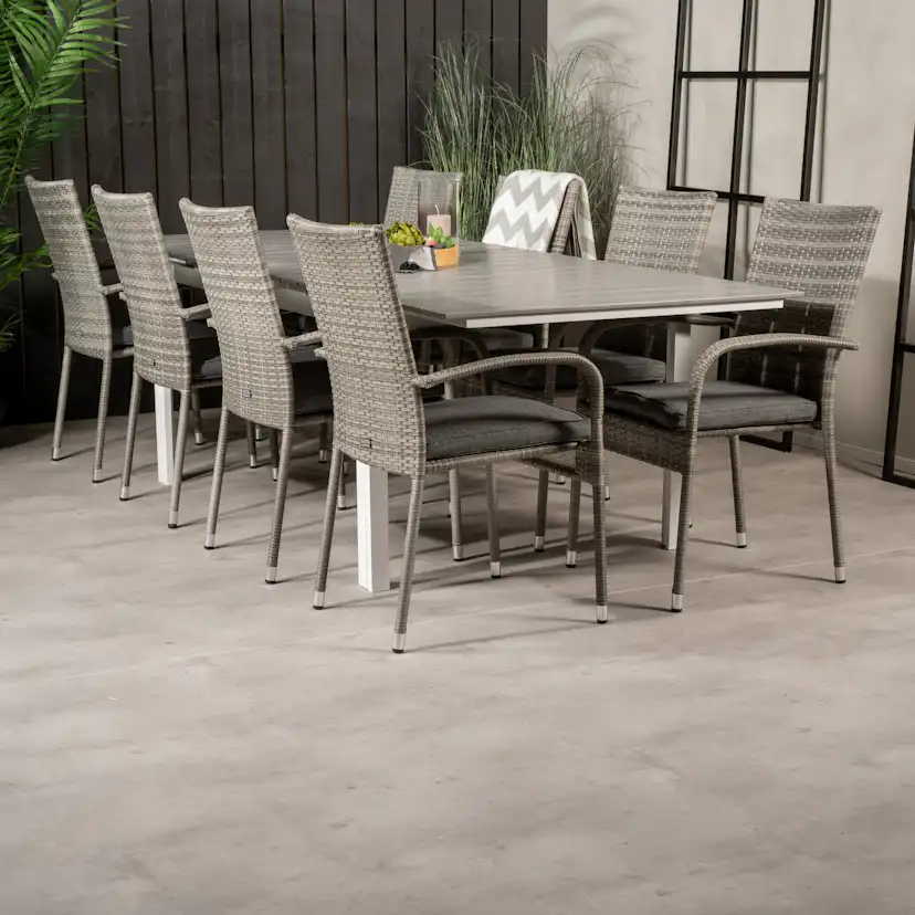 Spisegruppe Venture Home Lova 160/240 med 8 Asta Stoler