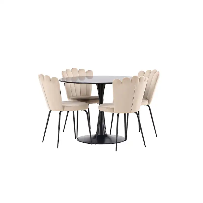Spisegruppe Venture Home Glade Ø 100 cm med 4 Limhamn Stoler
