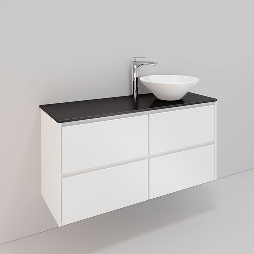 Tvättställsskåp Noro Lifestyle Concept 1200H Vit, 4 lådor 60 BxH: 120x61,5 cm, 4 skuffer, Servant til høyre
