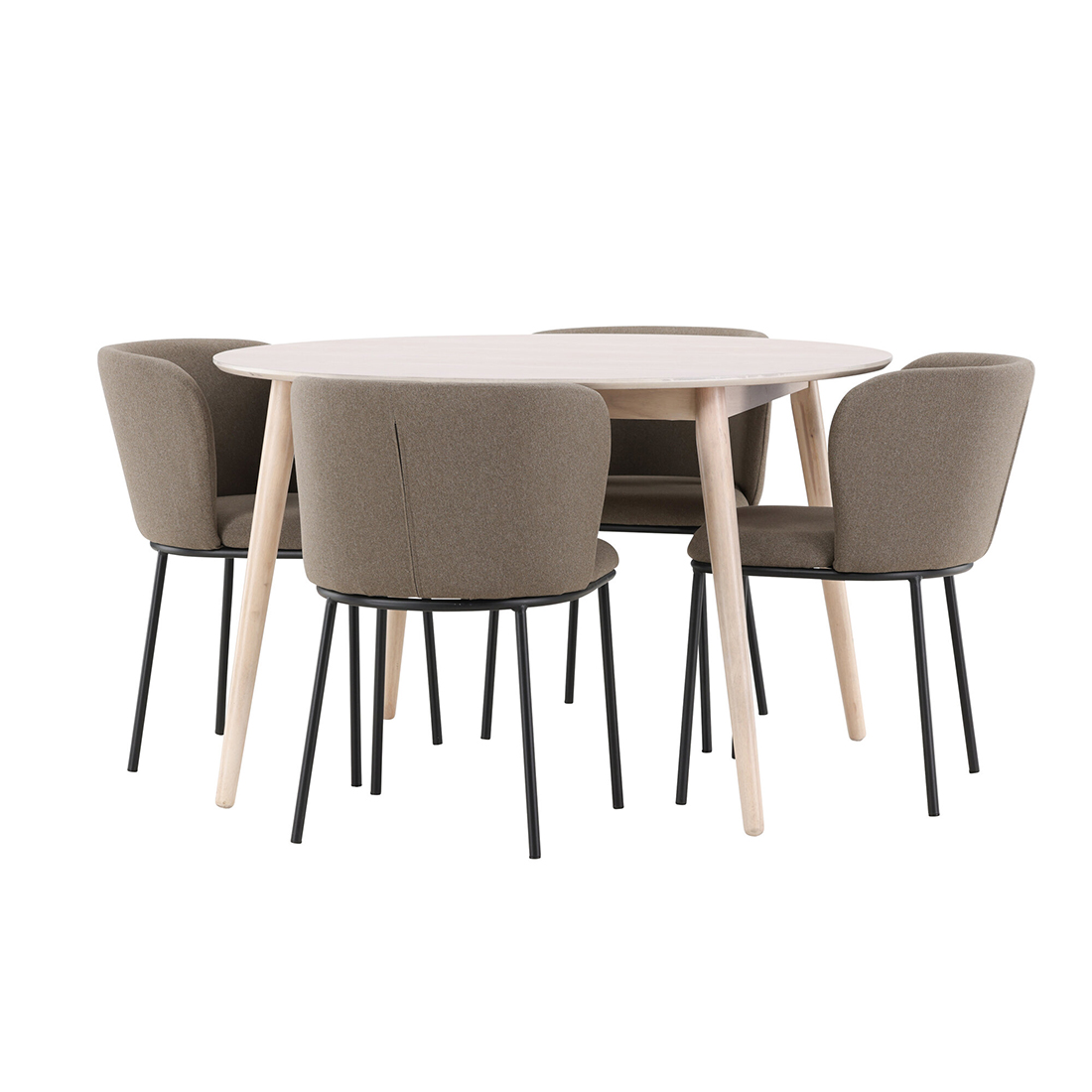 Spisegruppe Venture Home Flora Ø120 cm med 4st Edina Spisestoler