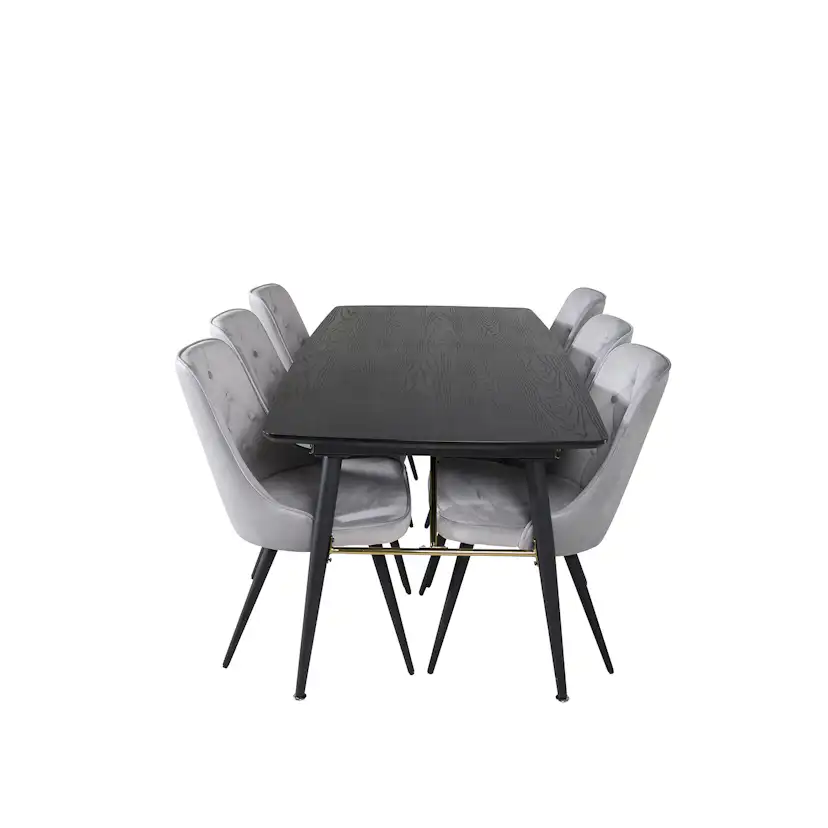 Spisegruppe Venture Home Gold med 6 Velvet Deluxe Stoler