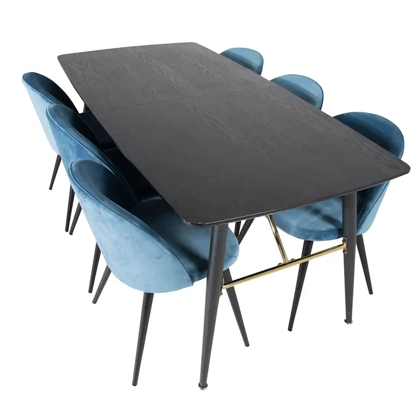 Spisegruppe Venture Home Gold med 6 Velvet Stoler