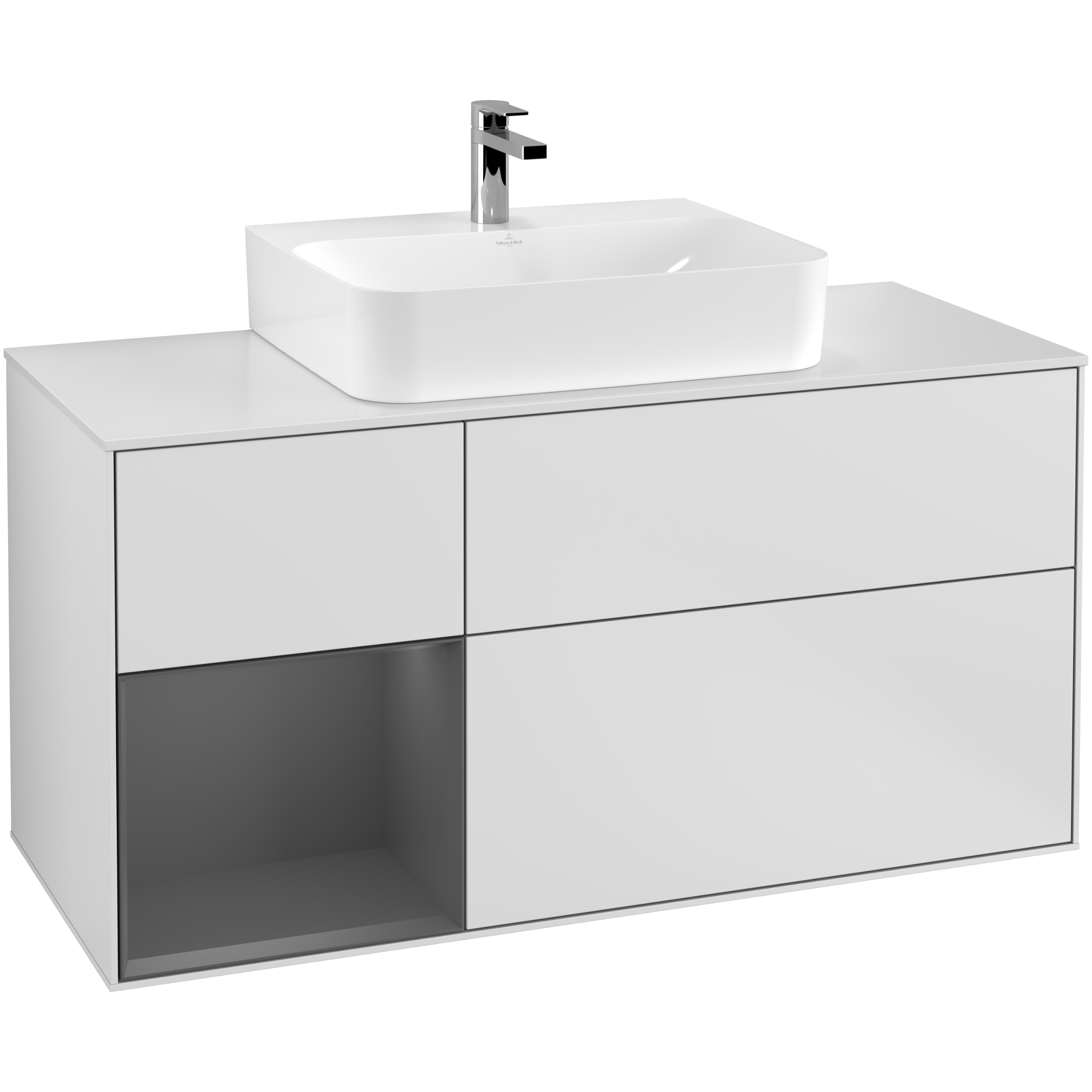 Tvättställsskåp Villeroy & Boch Finion med 3 Lådor Hylla och Bänkskiva för Centrerat Tvättställ | badrum - badrumsmobler - tvattstallsskap-och-kommod | KakelKungen